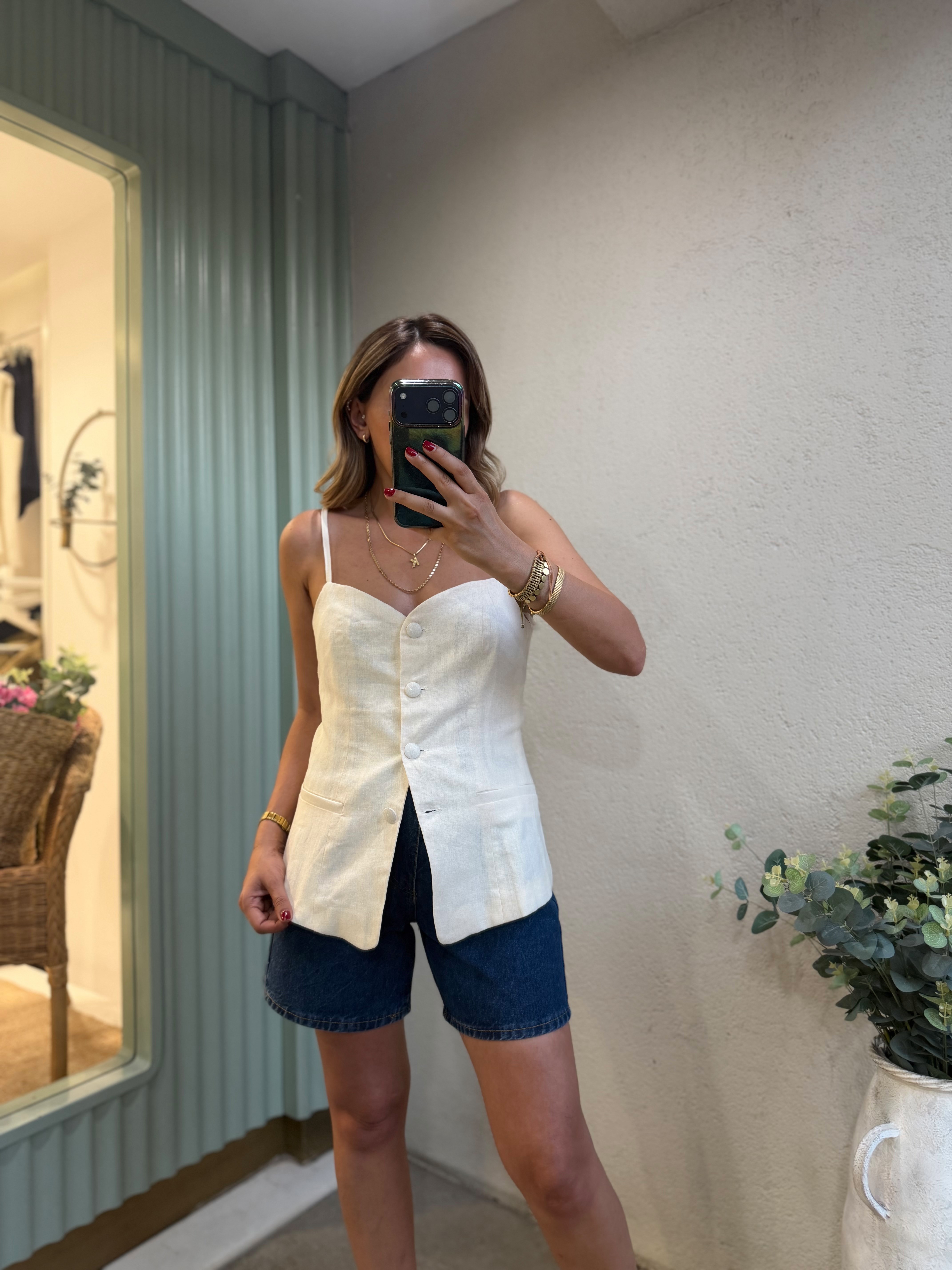 Low 3290 Düğme Detaylı Ekru Büstiyer