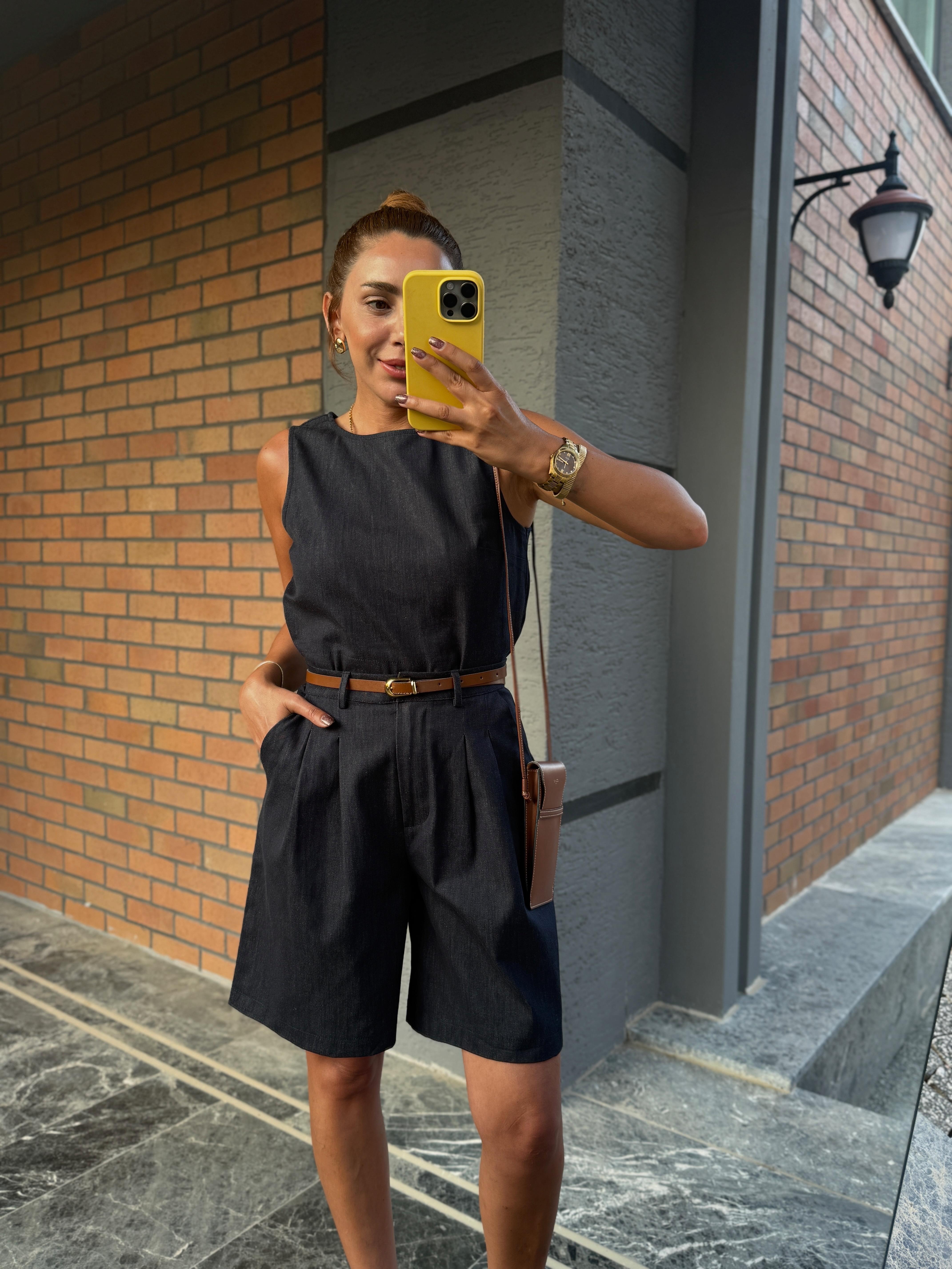Low 7262 Koyu Lacivert Bluz Şort Takım