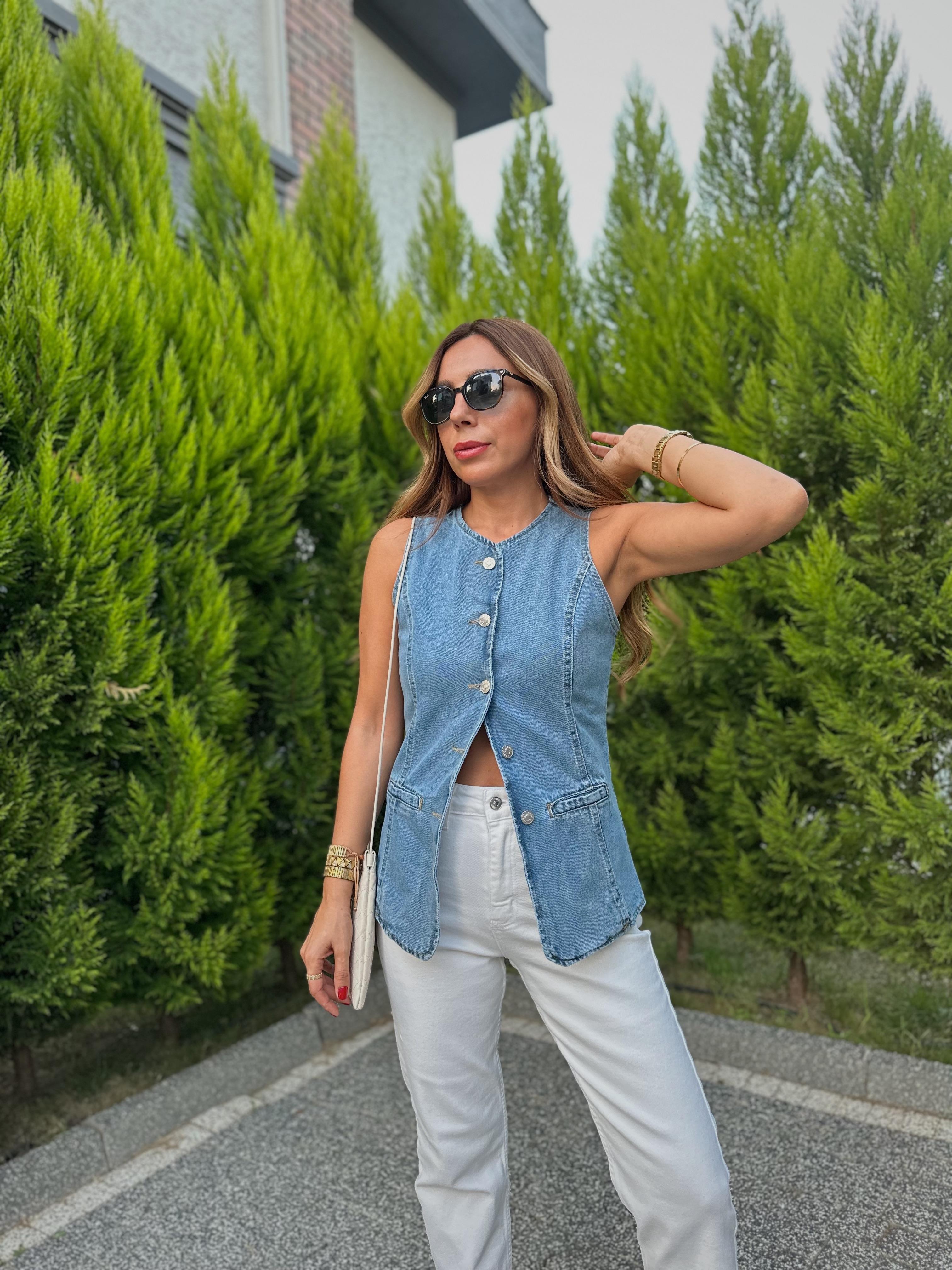 Mavi Tasarım Jean Yelek
