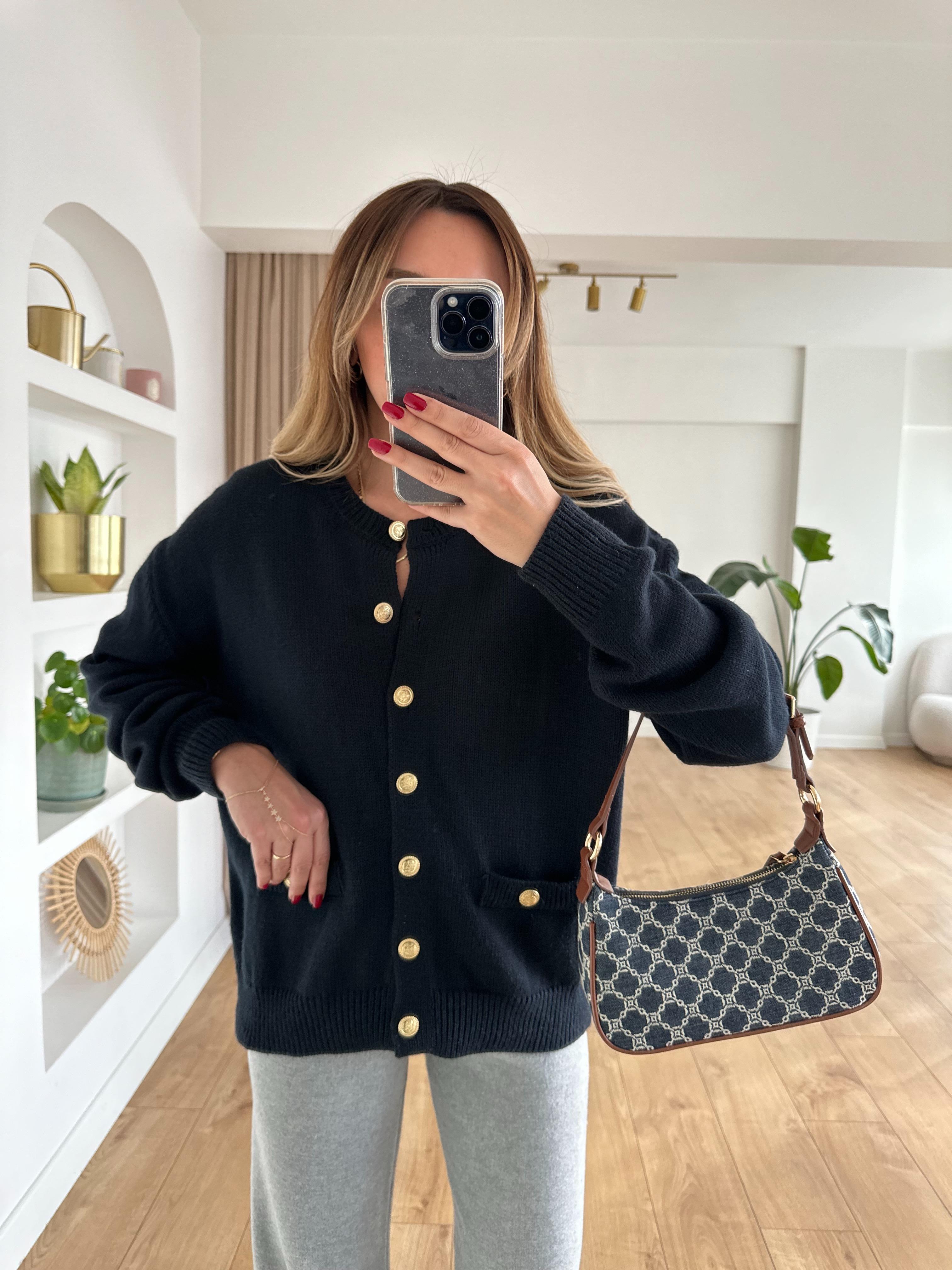 MD LACİVERT GOLD DÜĞMELİ CEPLİ HIRKA