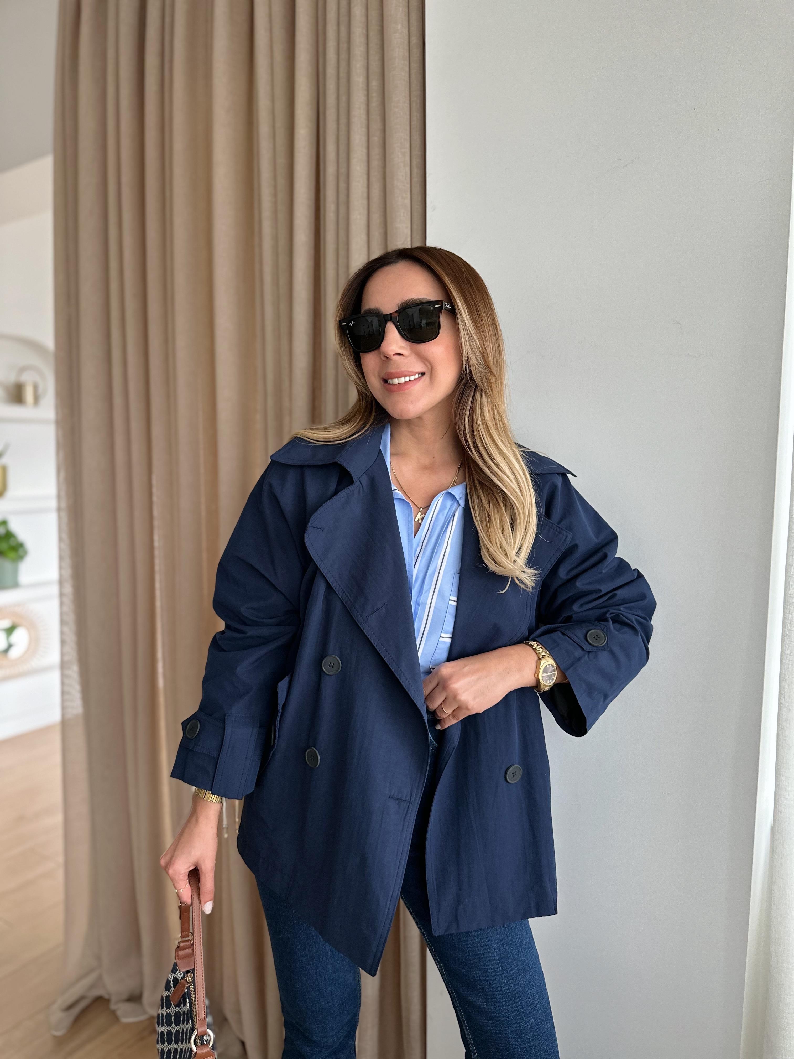 MD LACİVERT PREMIUM ASTARLI TRENCH