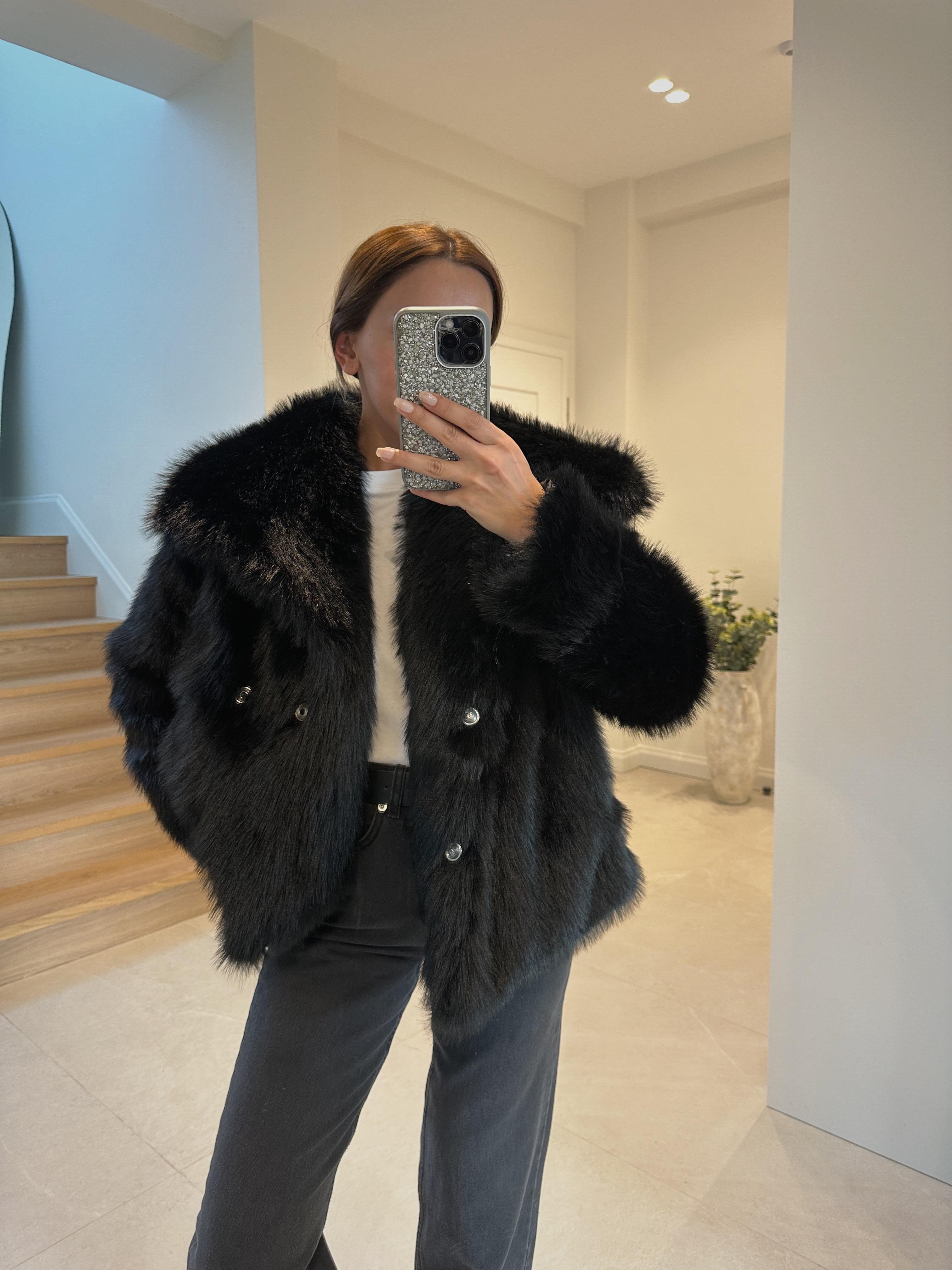 0215 Şal Yaka Premium Astarlı Siyah Kürk