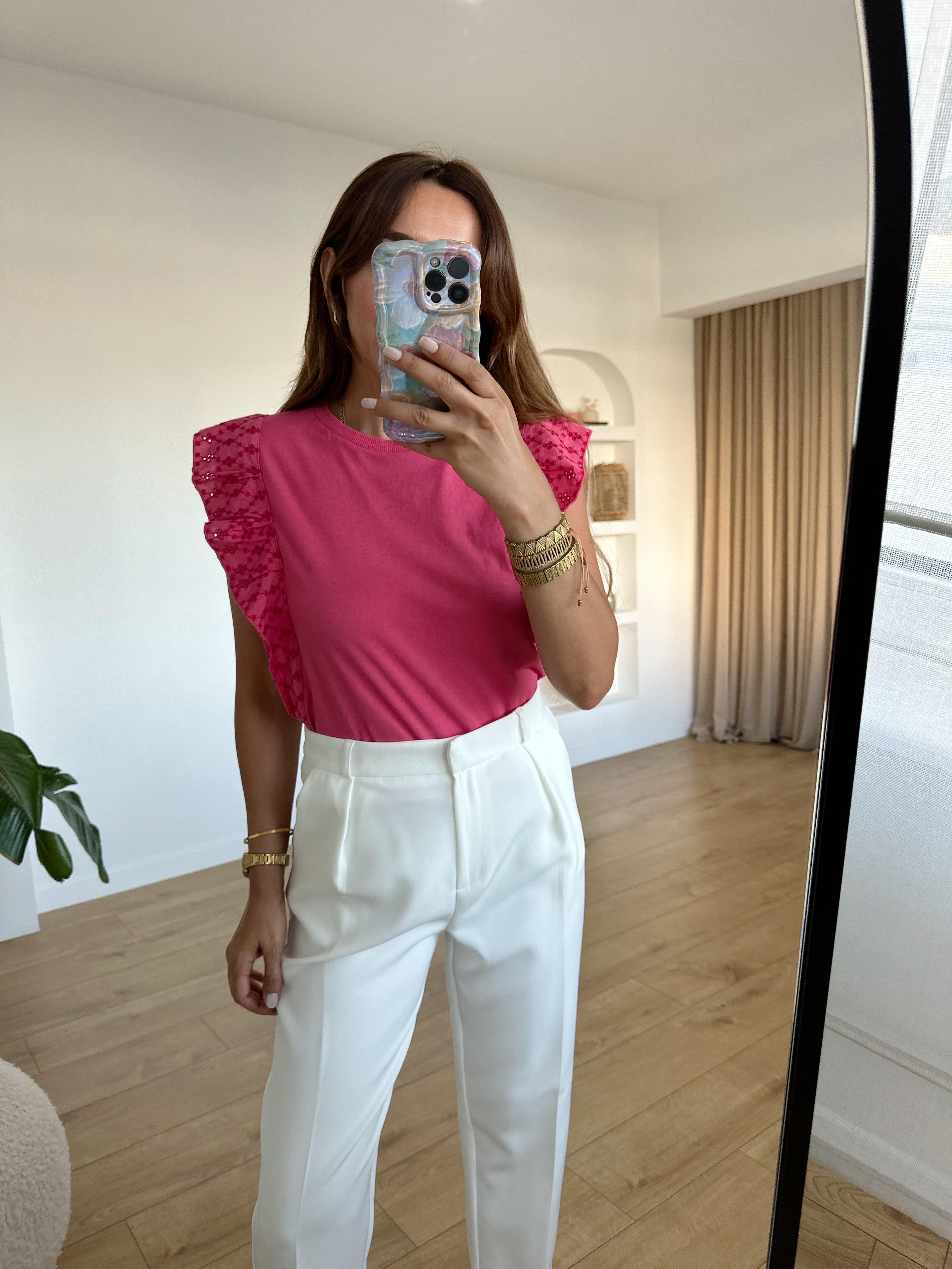 PROMD FUŞYA KOLLARI FİSTO DETAYLI BLUZ