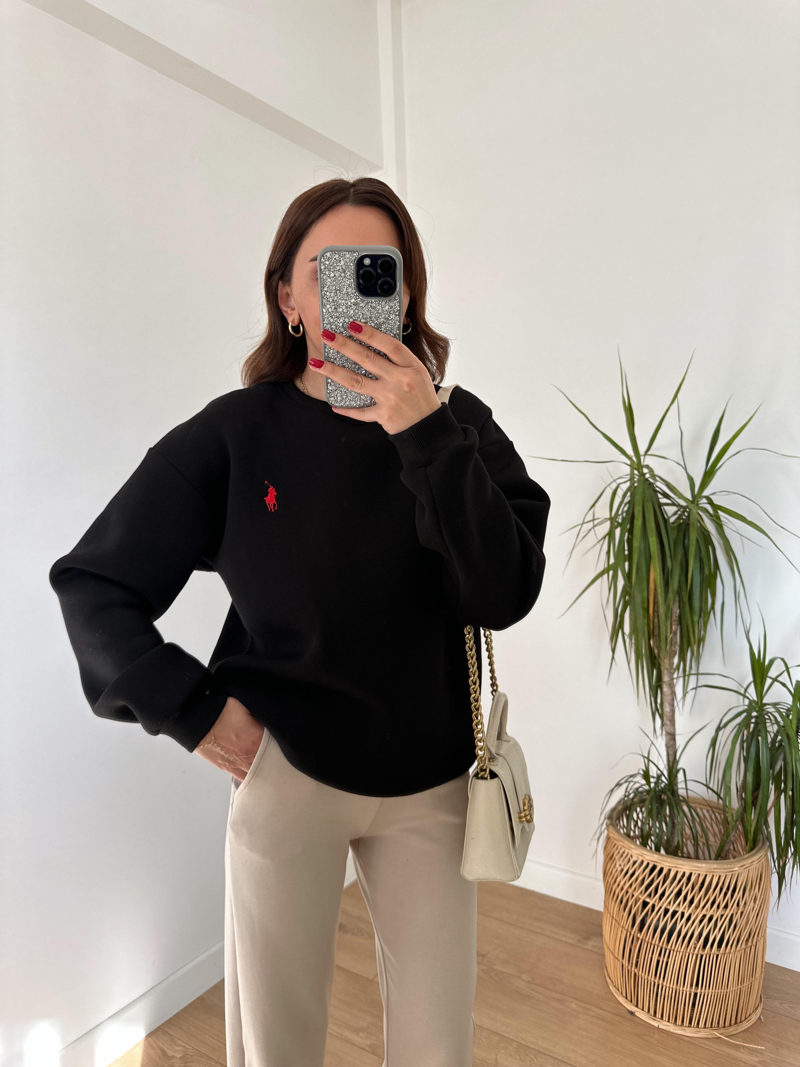 RL SİYAH İÇİ ŞARDONLU SALAŞ  SWEAT