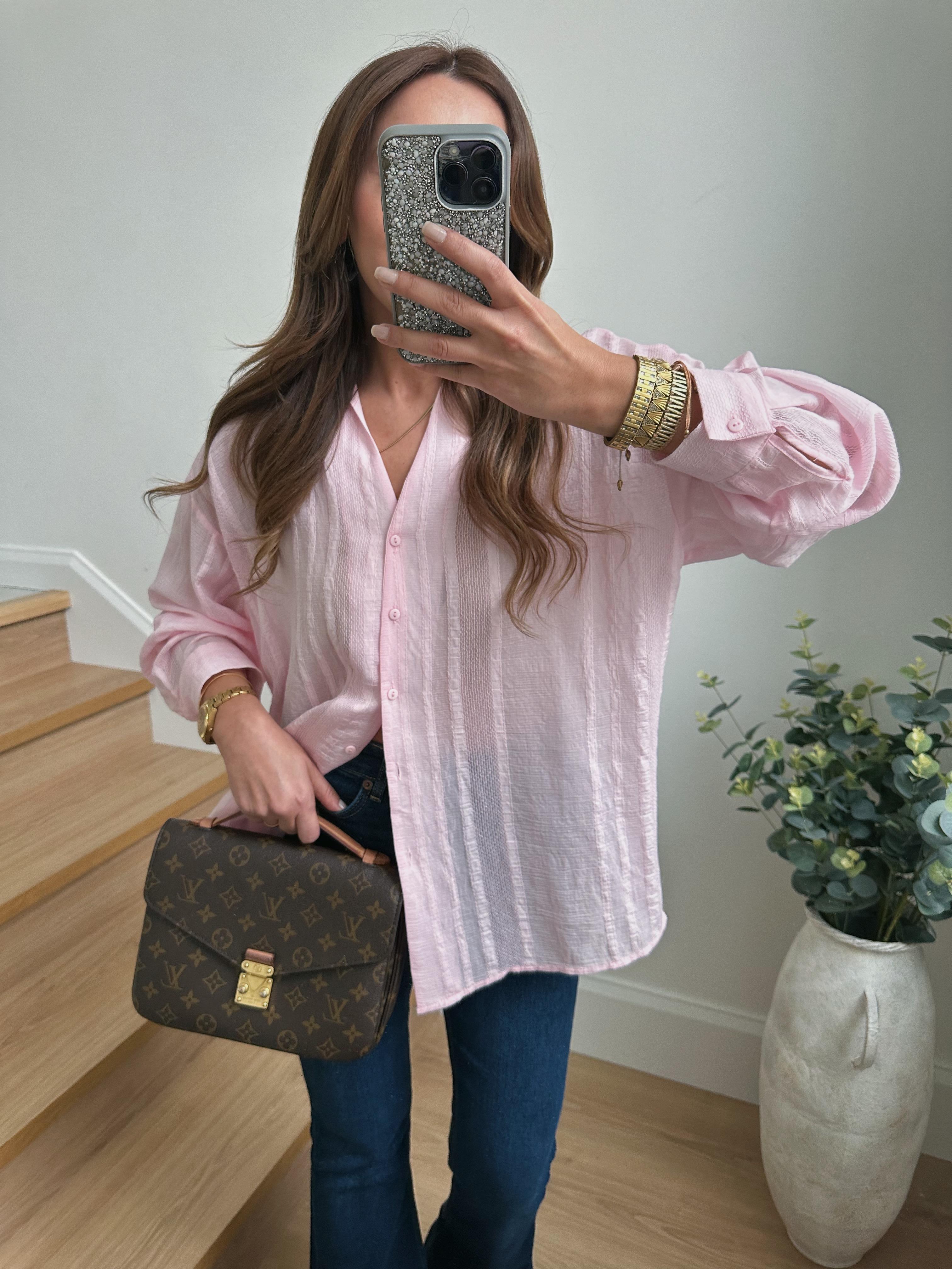 4914 Şeker Pembe Premium Dokulu Gömlek