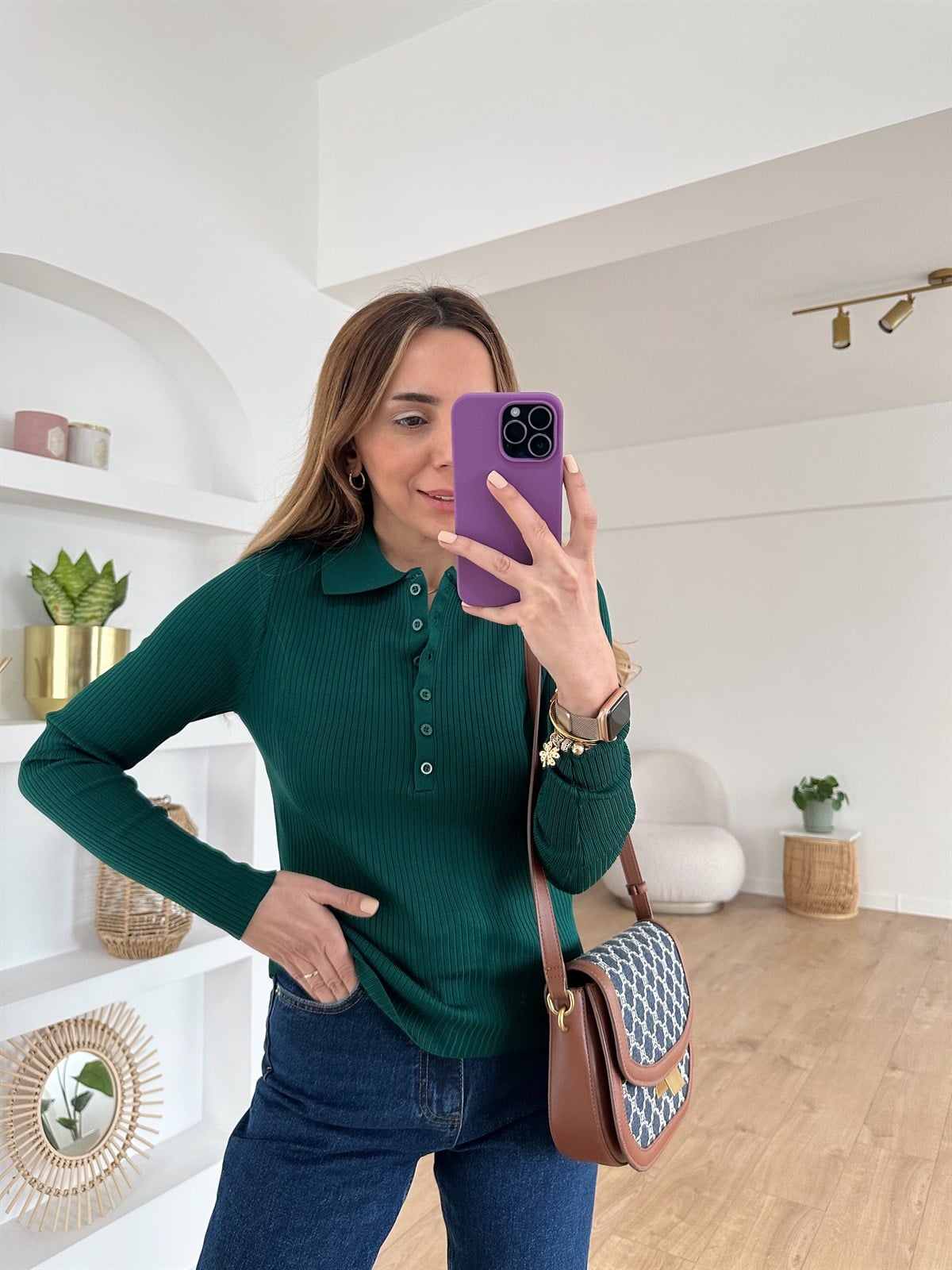 YEŞİL POLO YAKA İNCE TRİKO