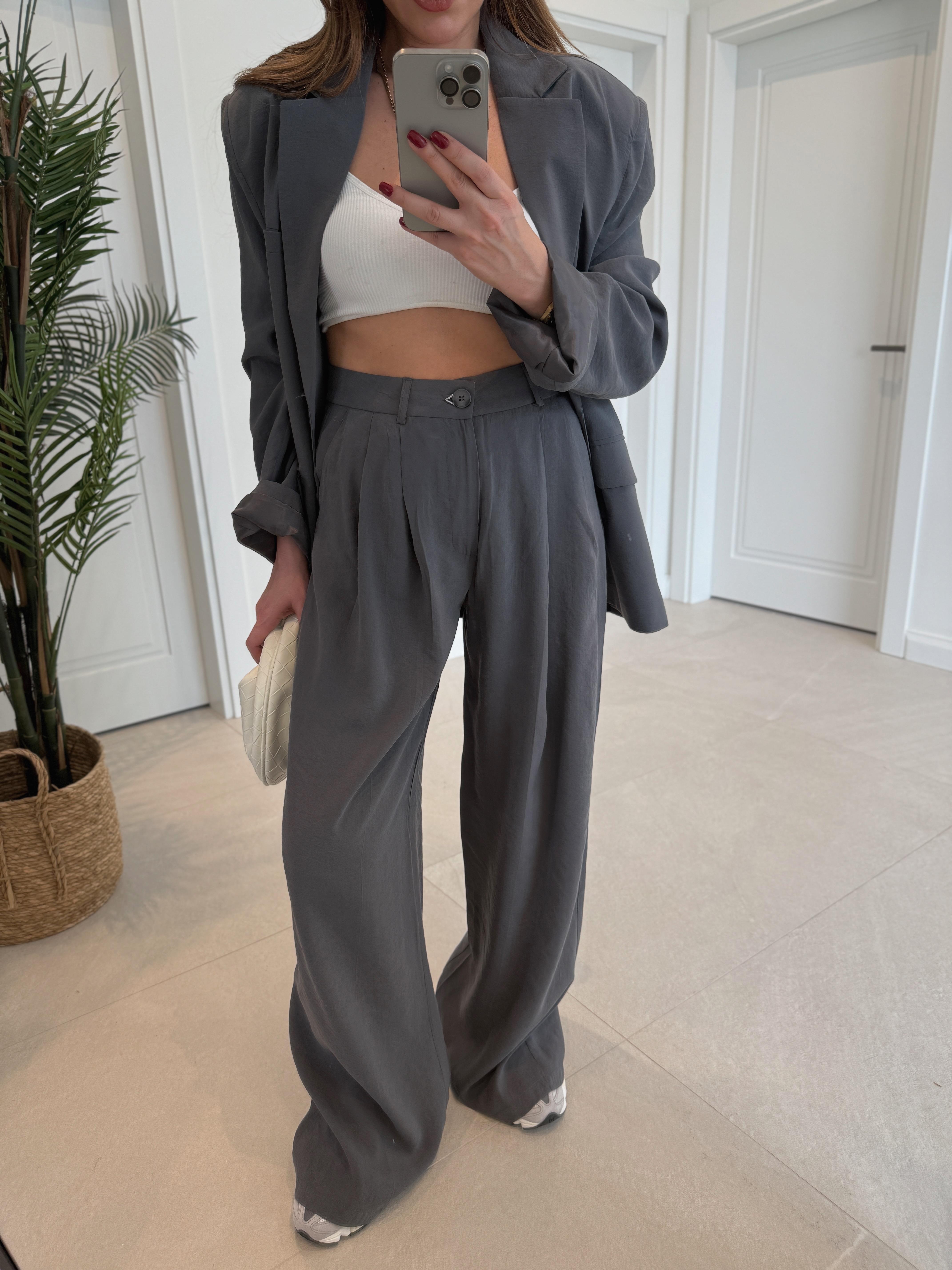 0087 İndigo Palazzo Denim Pantolon