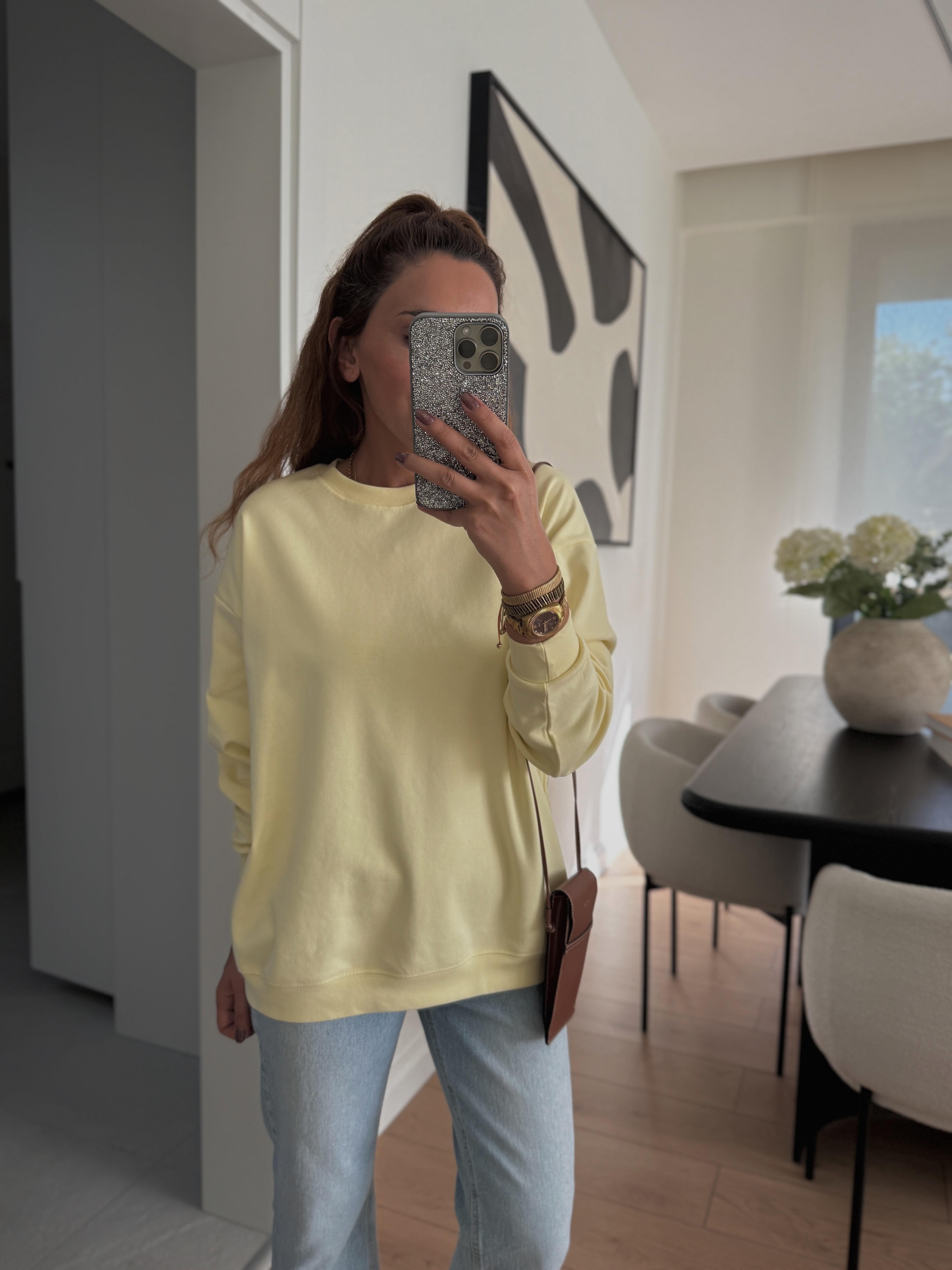 1002 Düz Sarı Sweatshirt