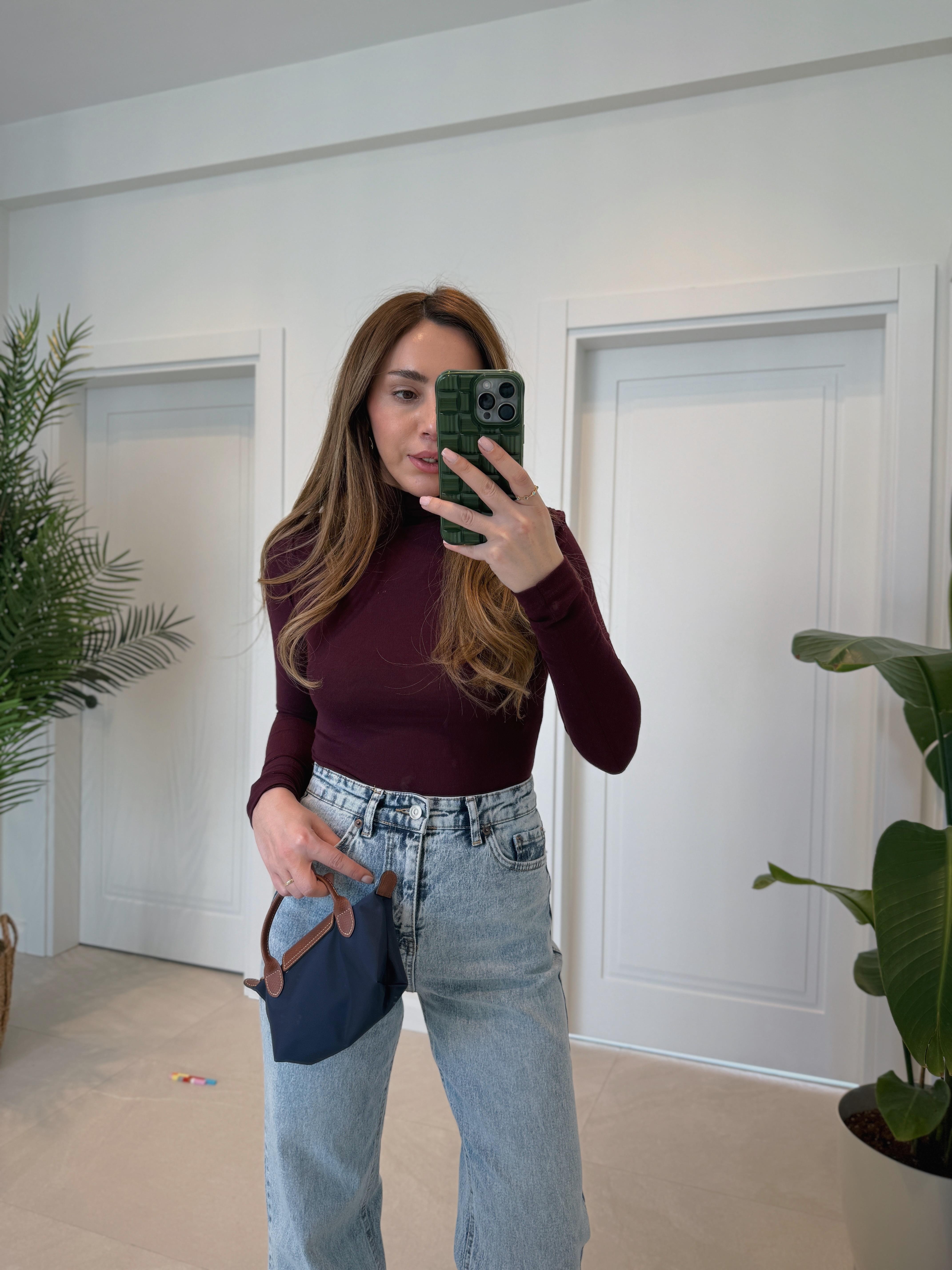 1004 Drapeli Dik Yaka Bordo Body