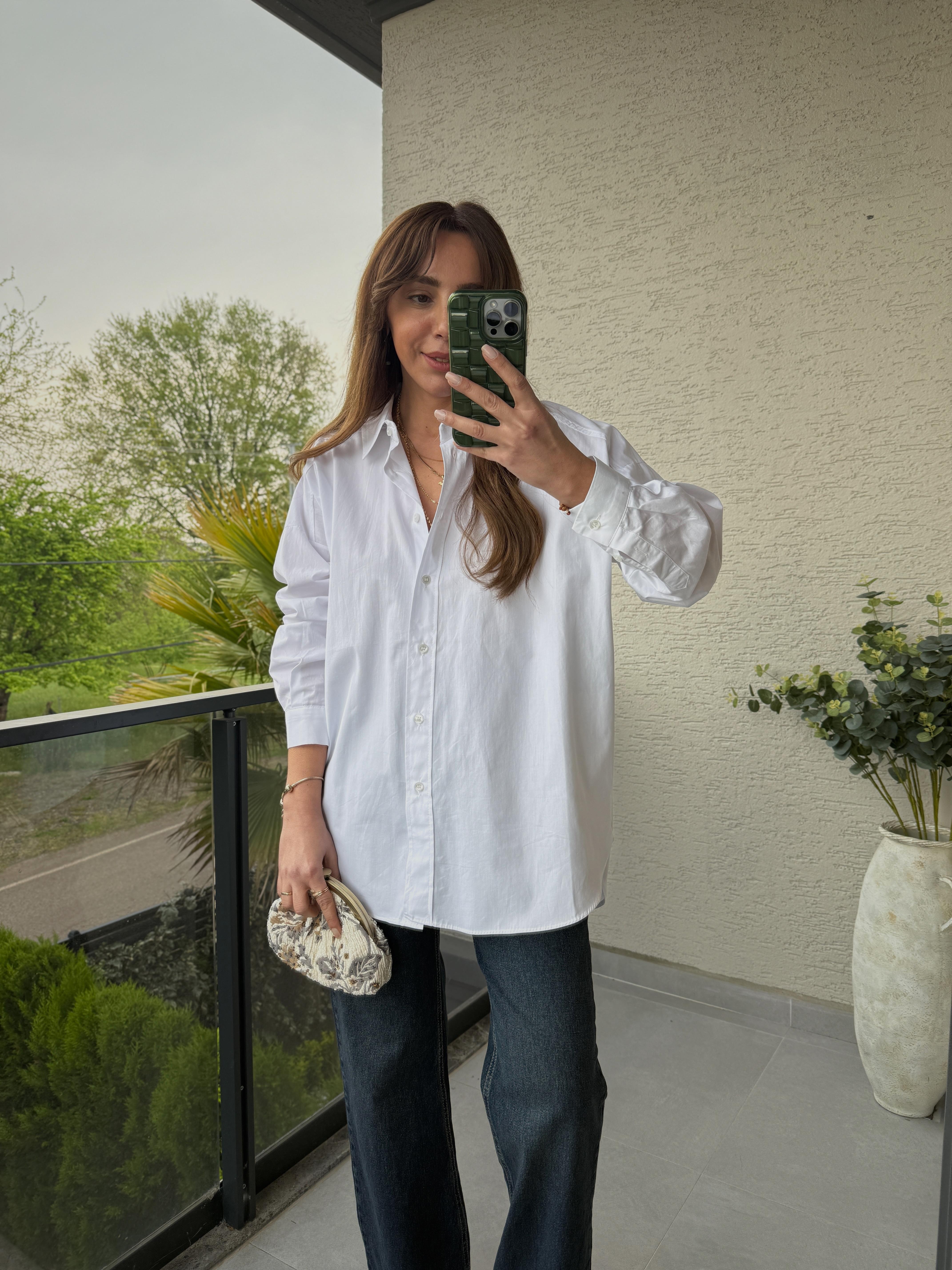 4943 Oversize Poplin Beyaz Gömlek