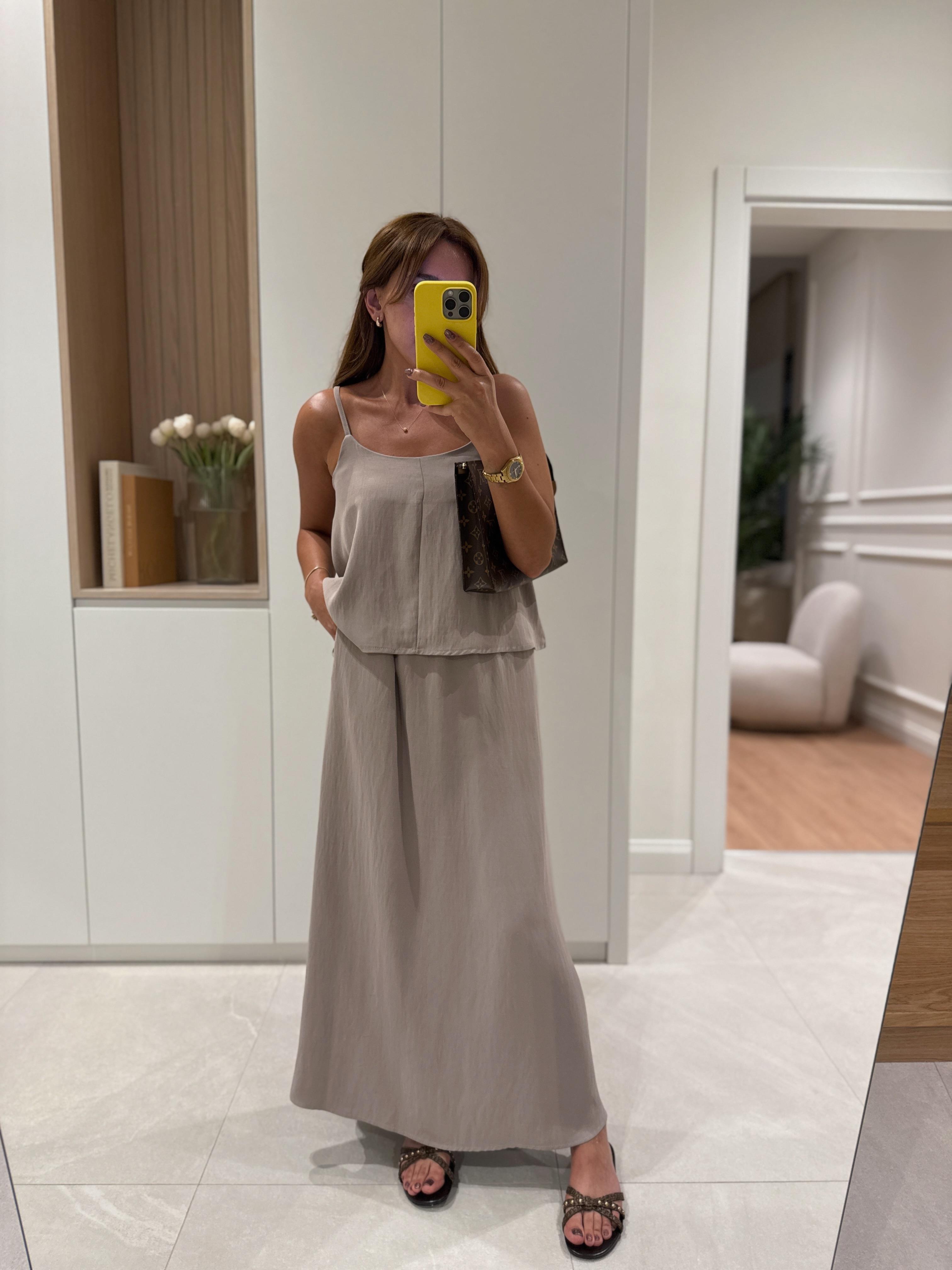 51165 Askılı Bluz Etek Takım