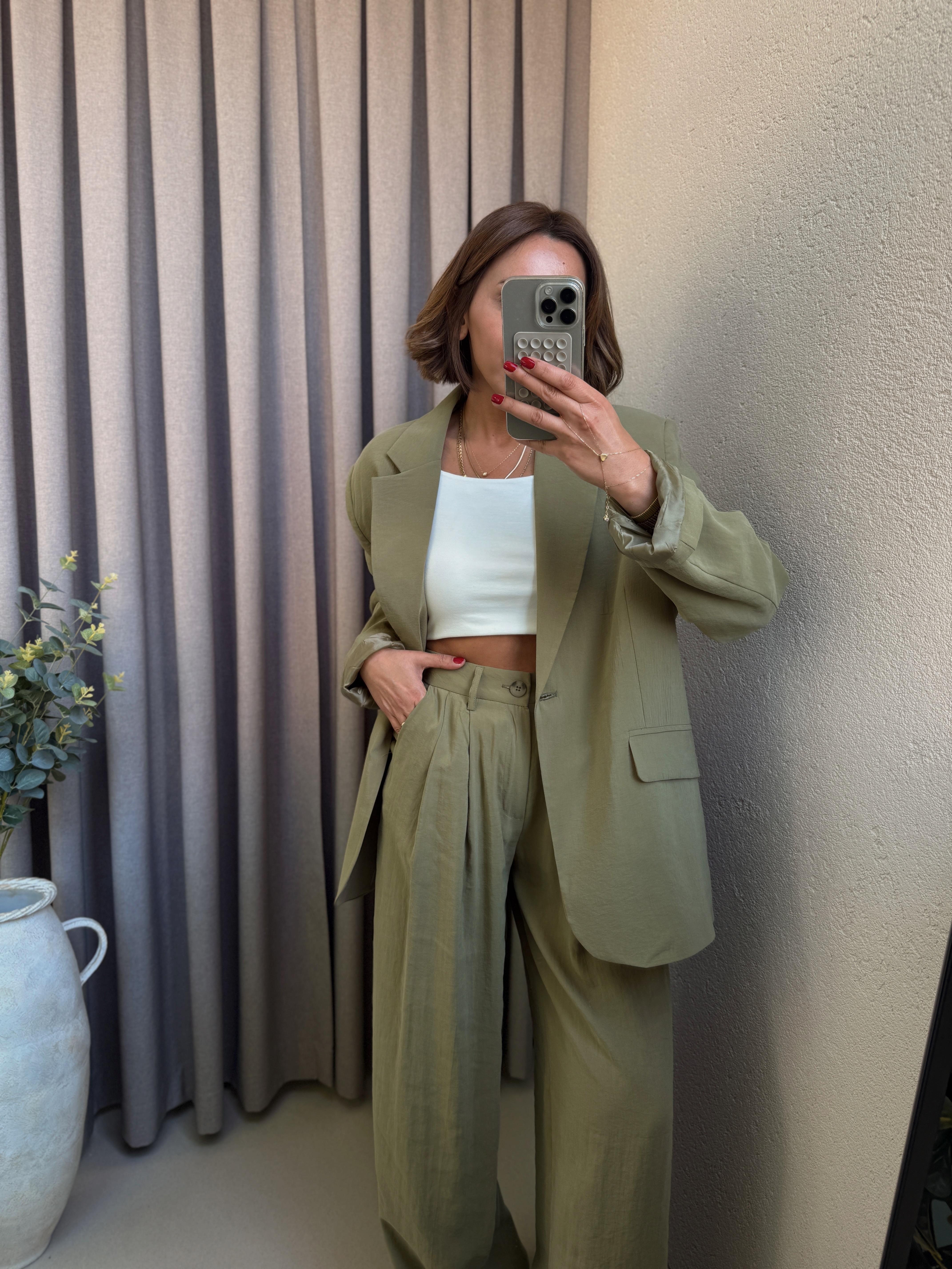 9549 Tensel Modal Haki Blazer Ceket