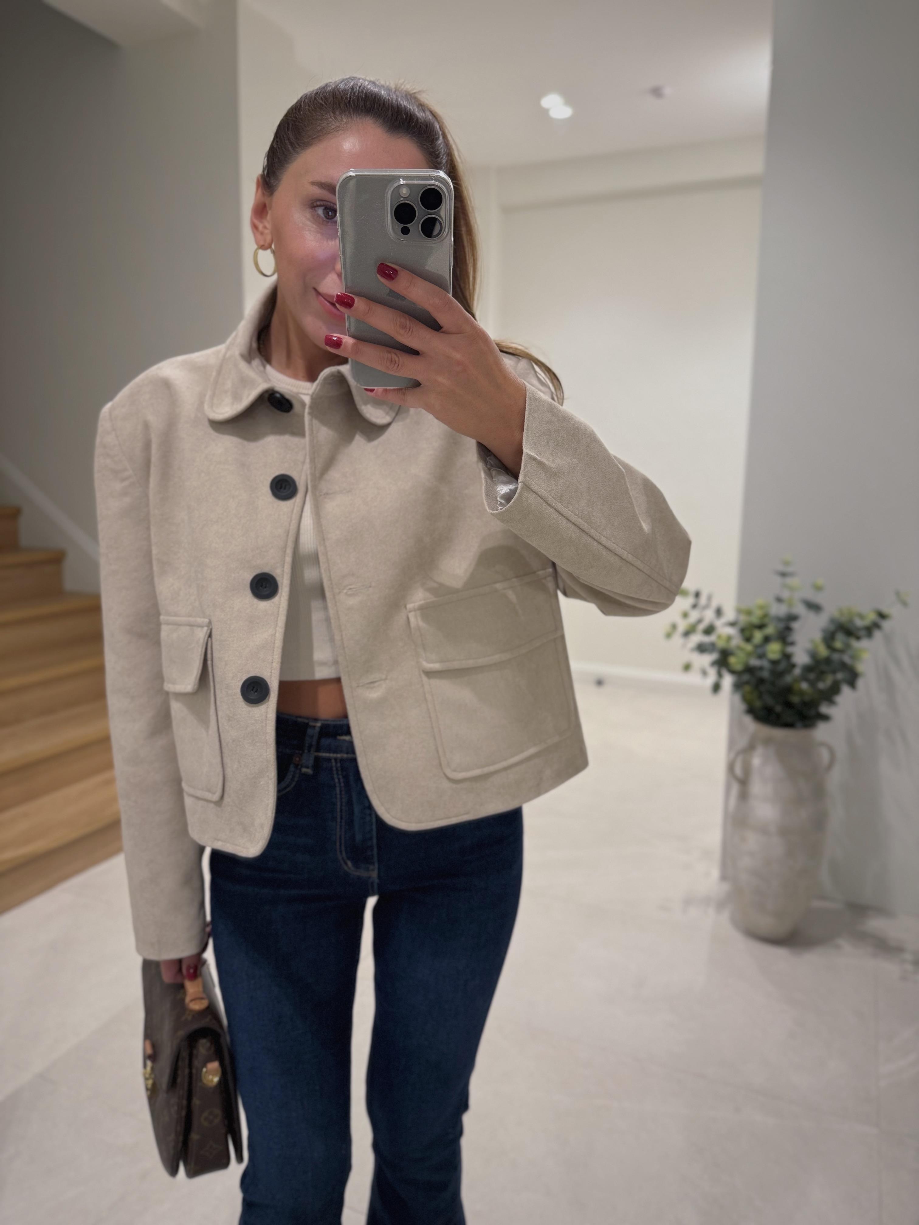 Alice Premium Bej Süet Ceket