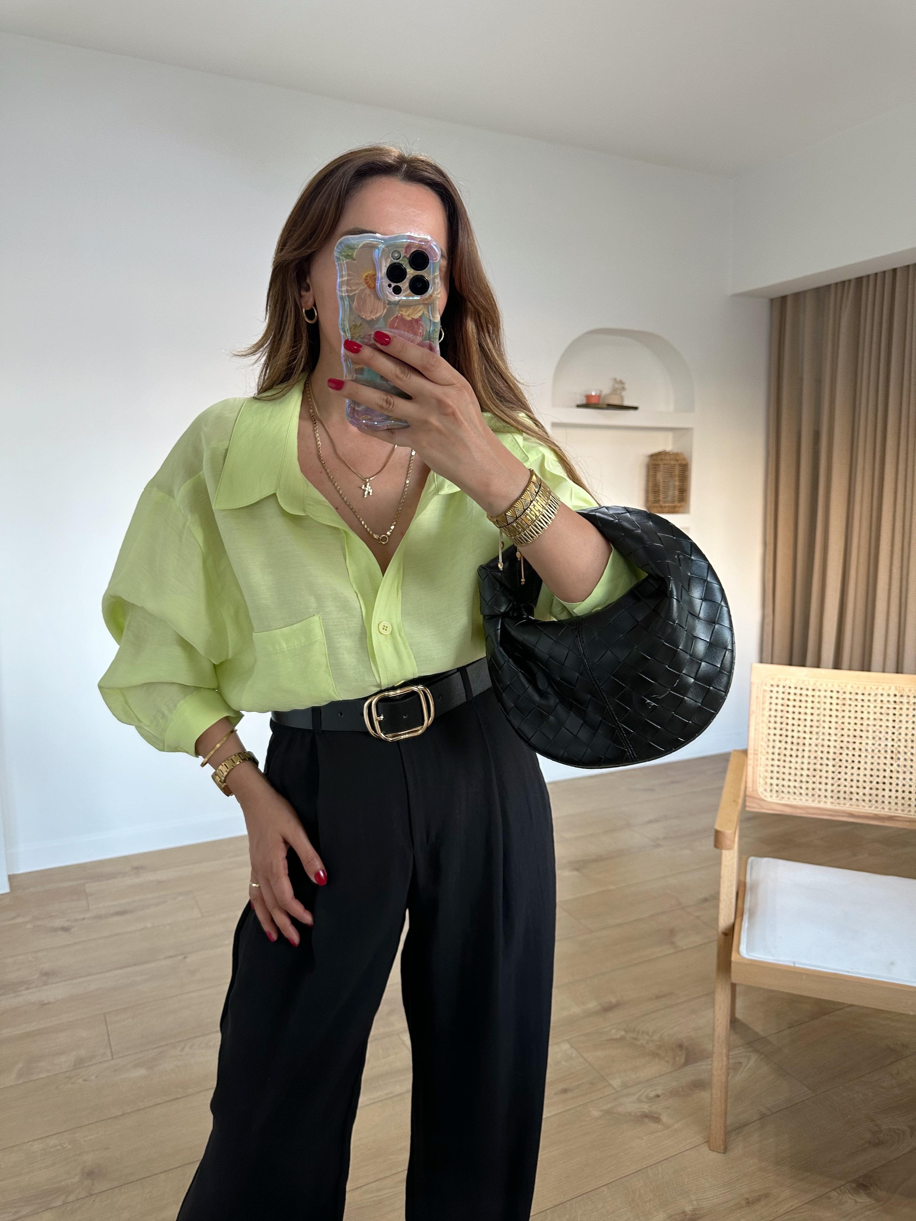 AMY NEON TENSEL OVERSİZE GÖMLEK