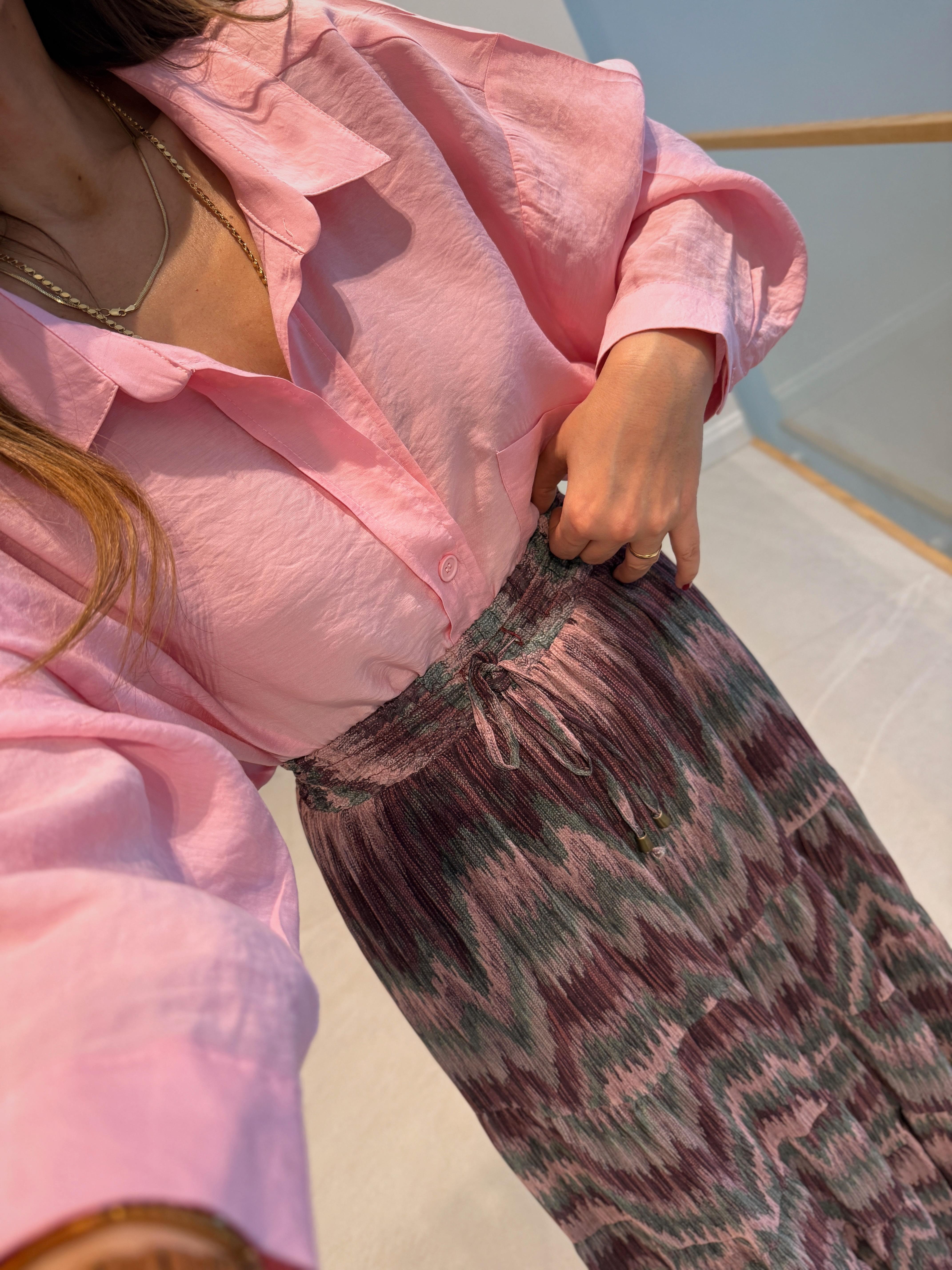 Amy Şeker Pembe Tensel Oversize Gömlek