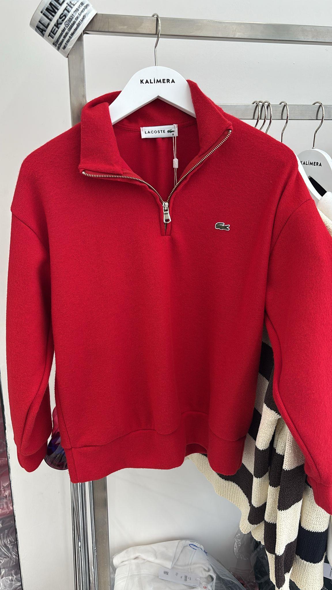Anna Lcst Muadil Kırmızı Dik Yaka Fermuarlı Sweatshirt