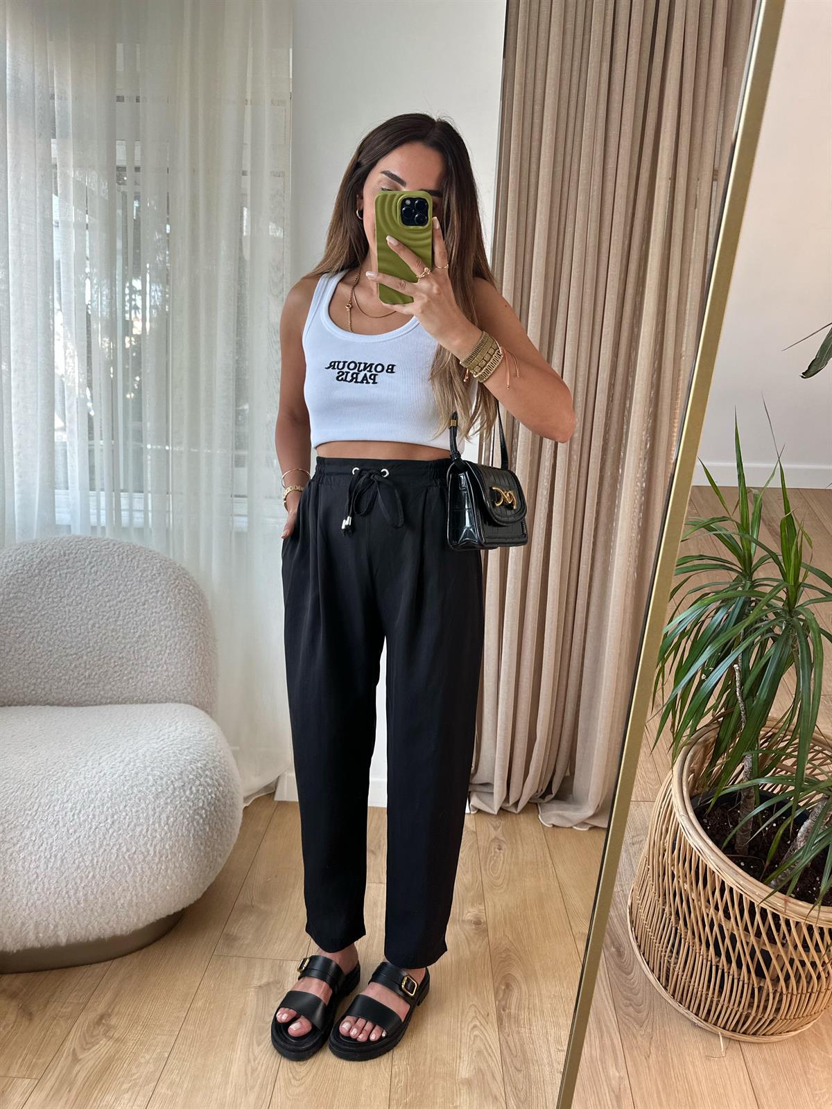 BELİ LASTİKLİ TENSEL PANTOLON