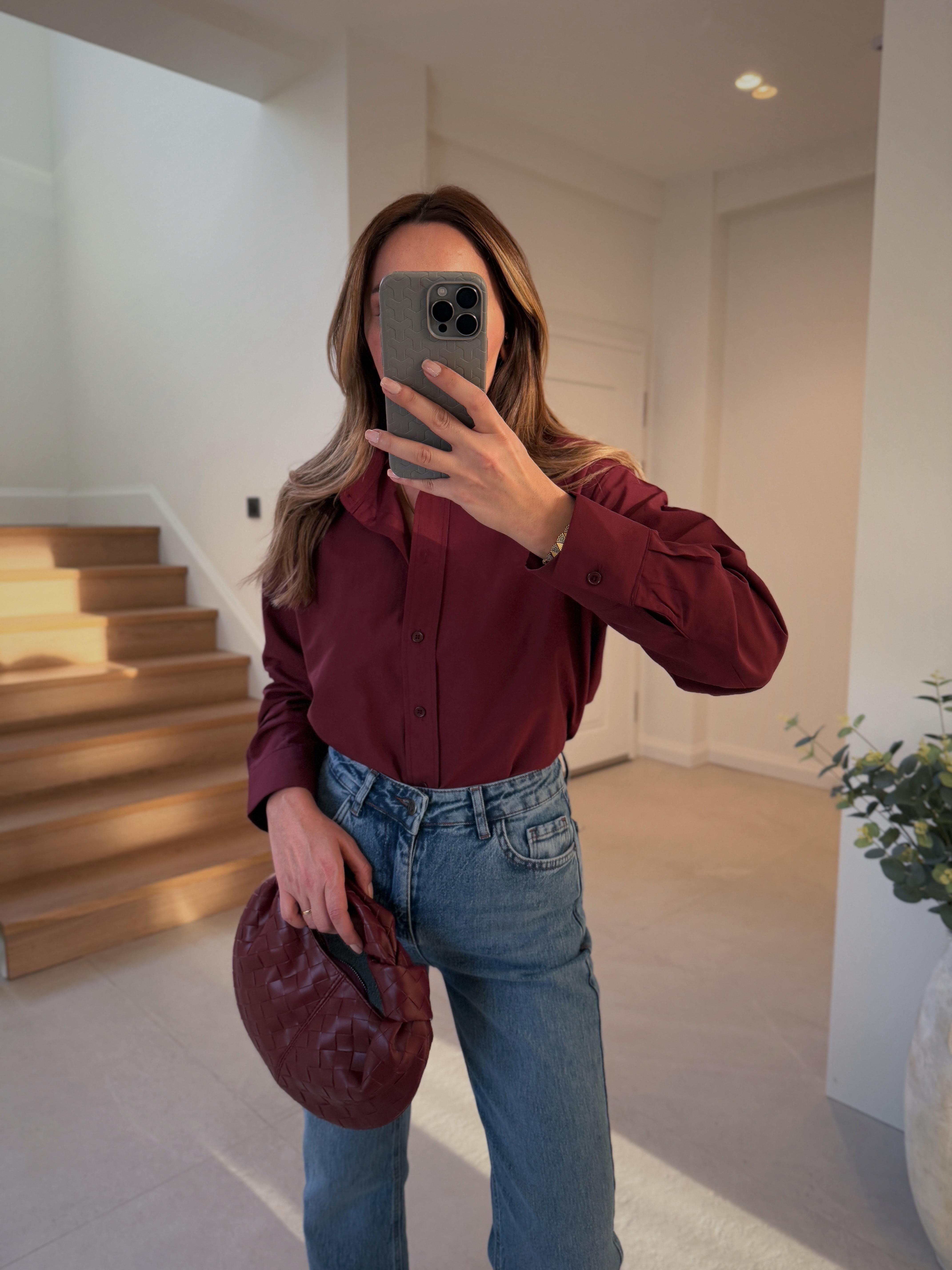 Bordo Poplin Gömlek