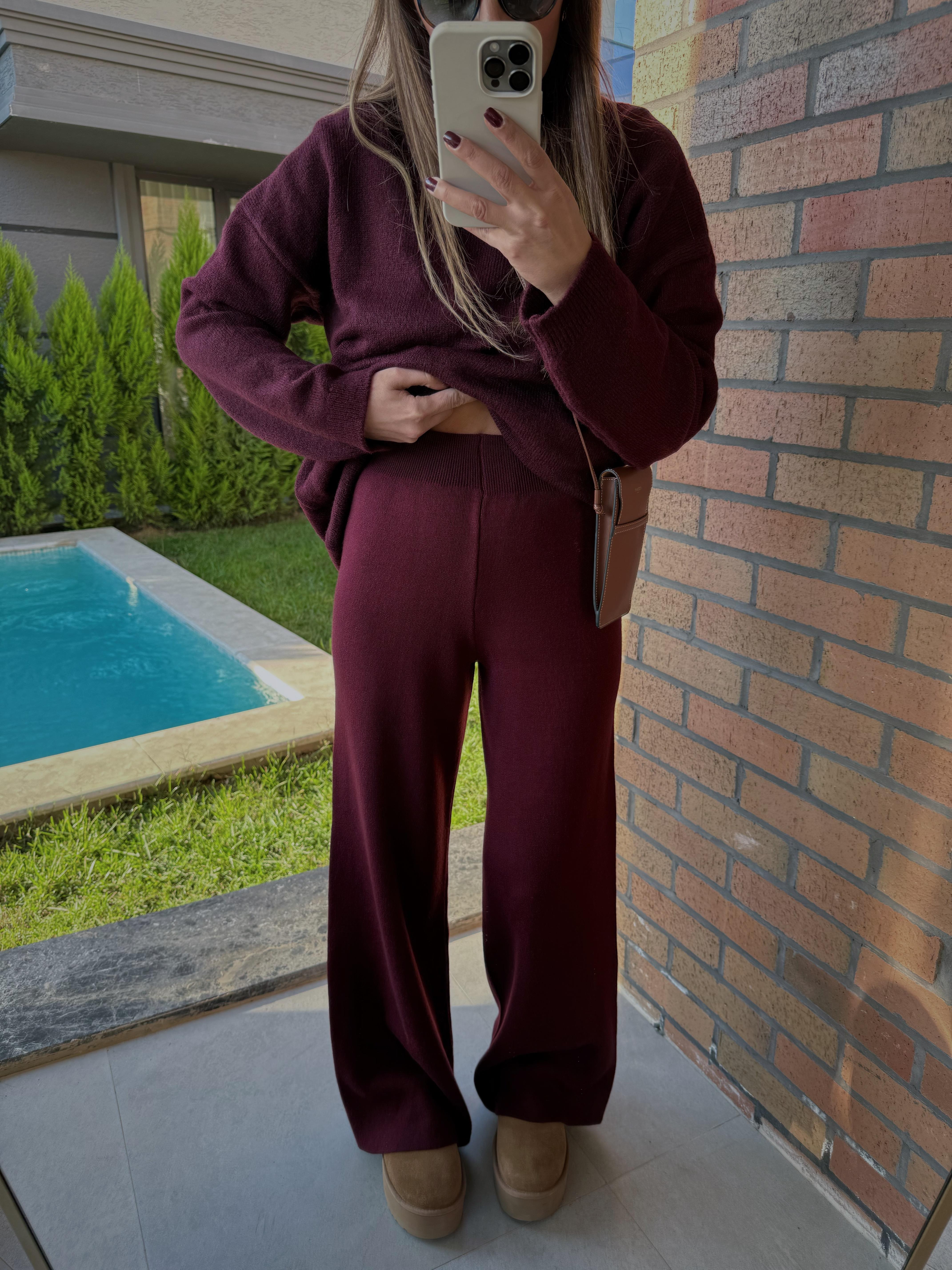 Bordo Triko Pantolon
