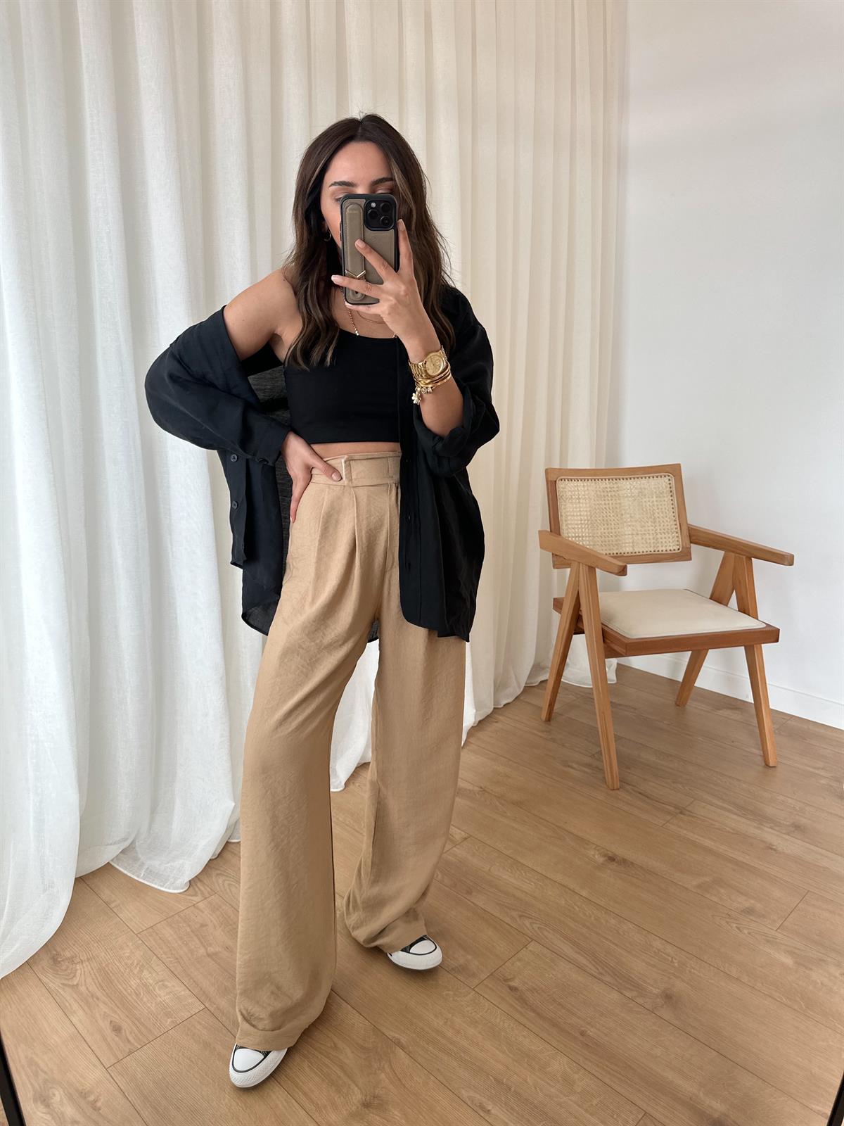 CAMEL BELİ CIRT CIRTLI PANTOLON