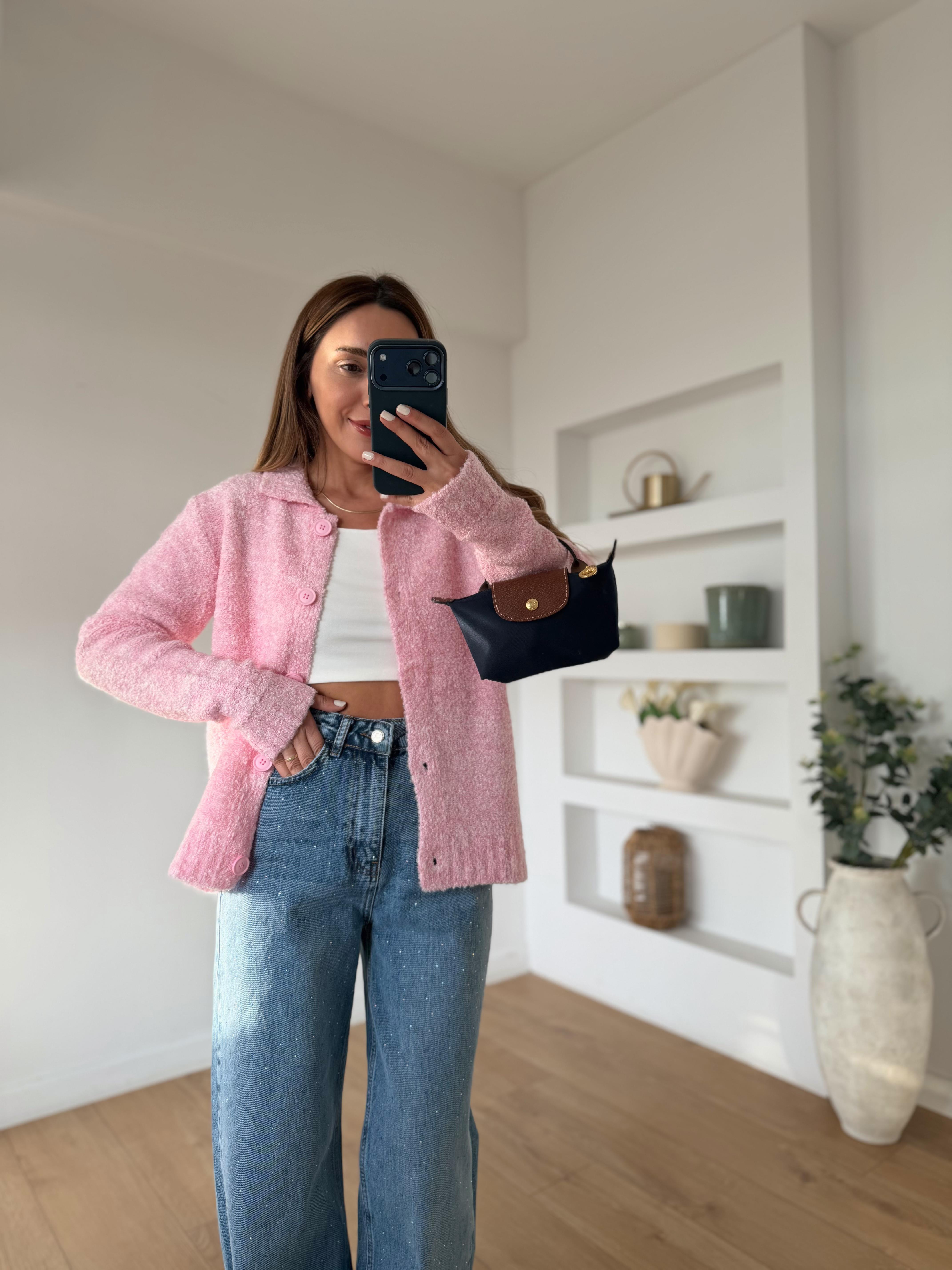 Carol MD Muadil Şeker Pembe Bukle Hırka