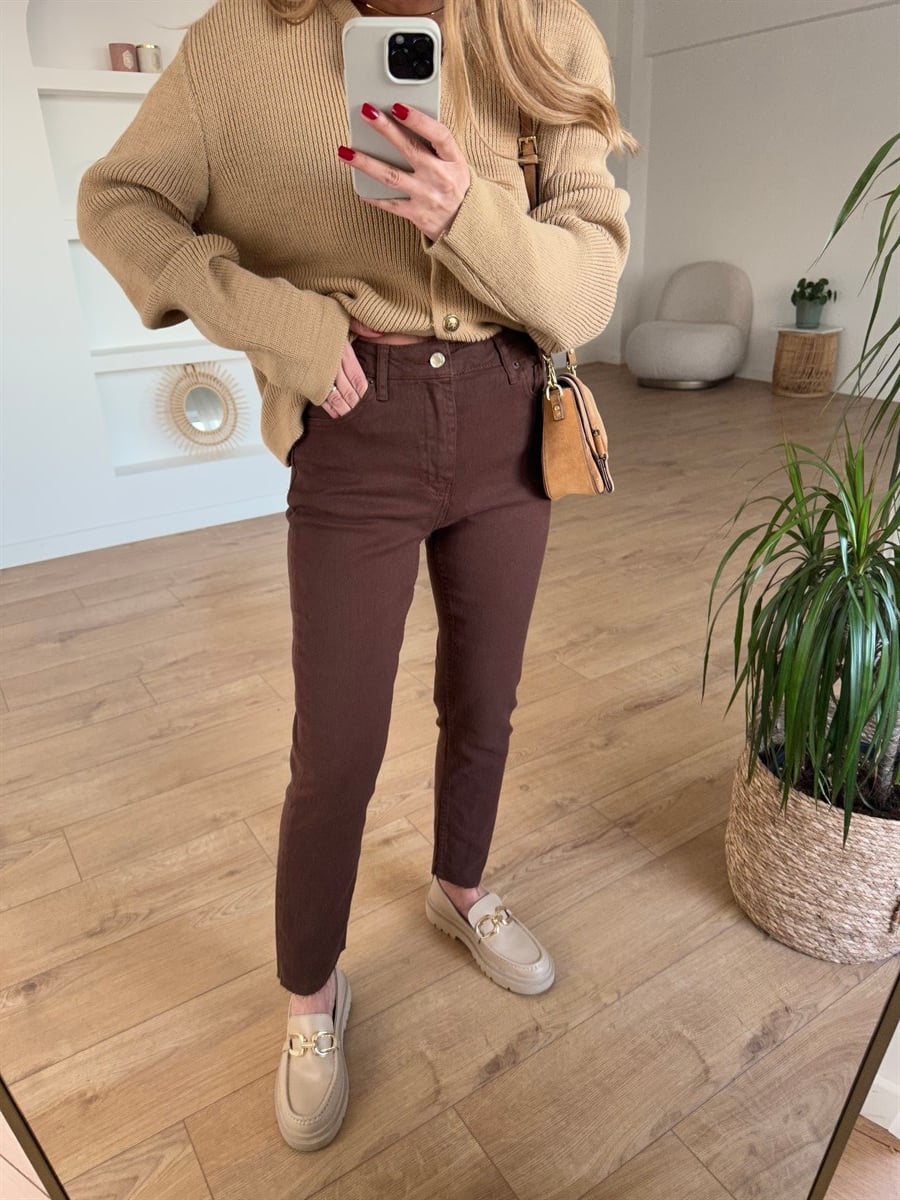 ÇİKOLATA KAHVE MOM FİT PANTOLON