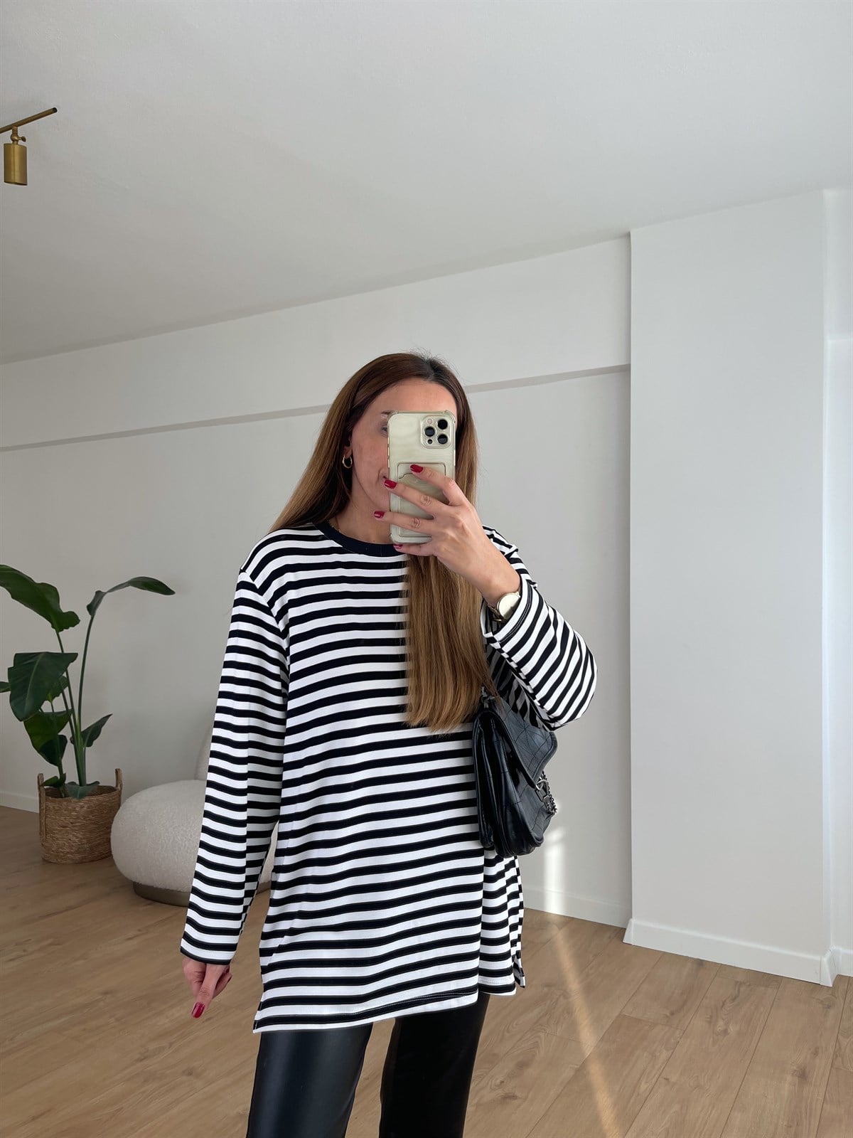ÇİZGİLİ OVERSİZE İNCE TENSEL SWEAT