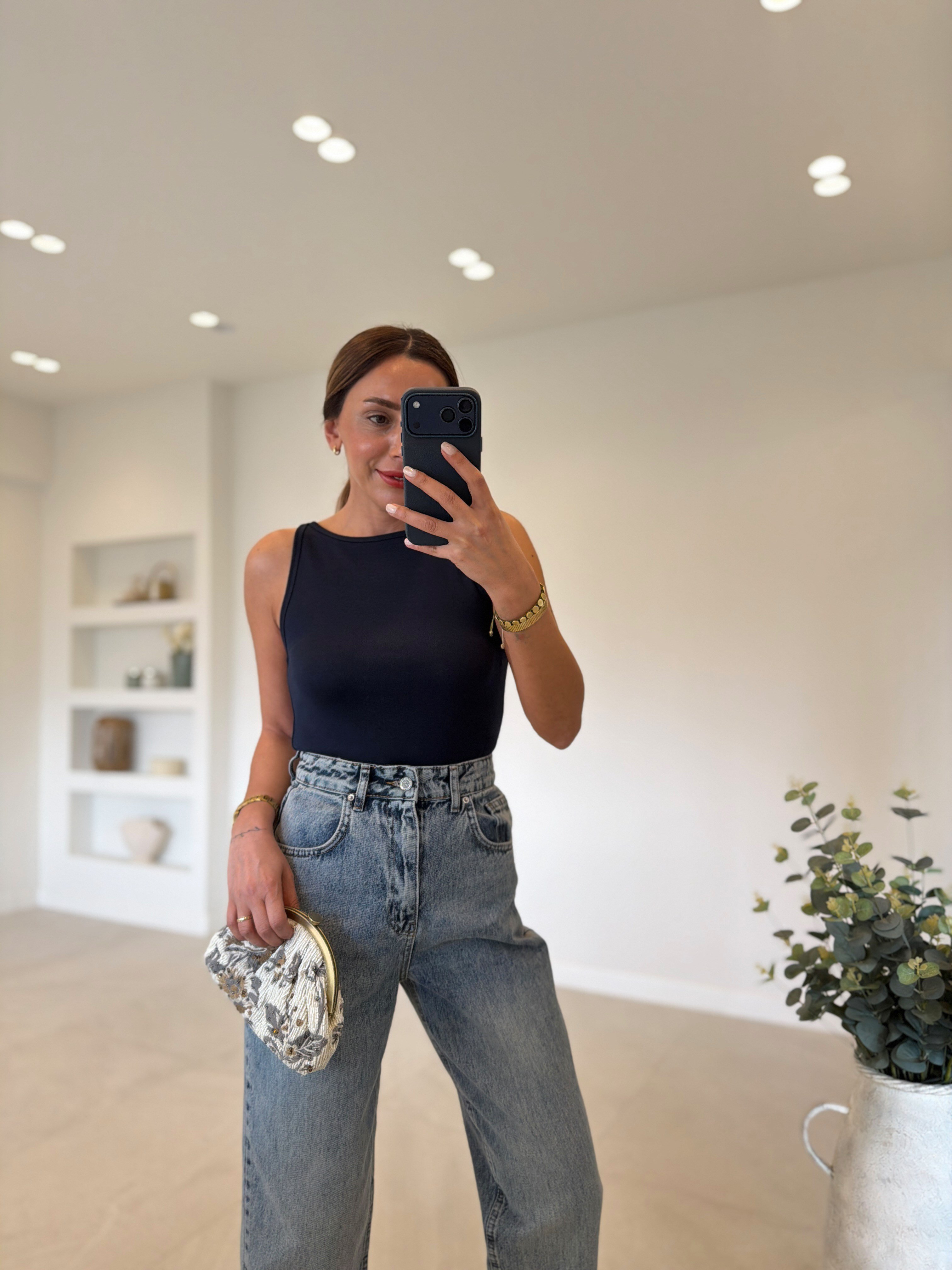 Dilvin 21048 Lacivert Halter Yaka Top