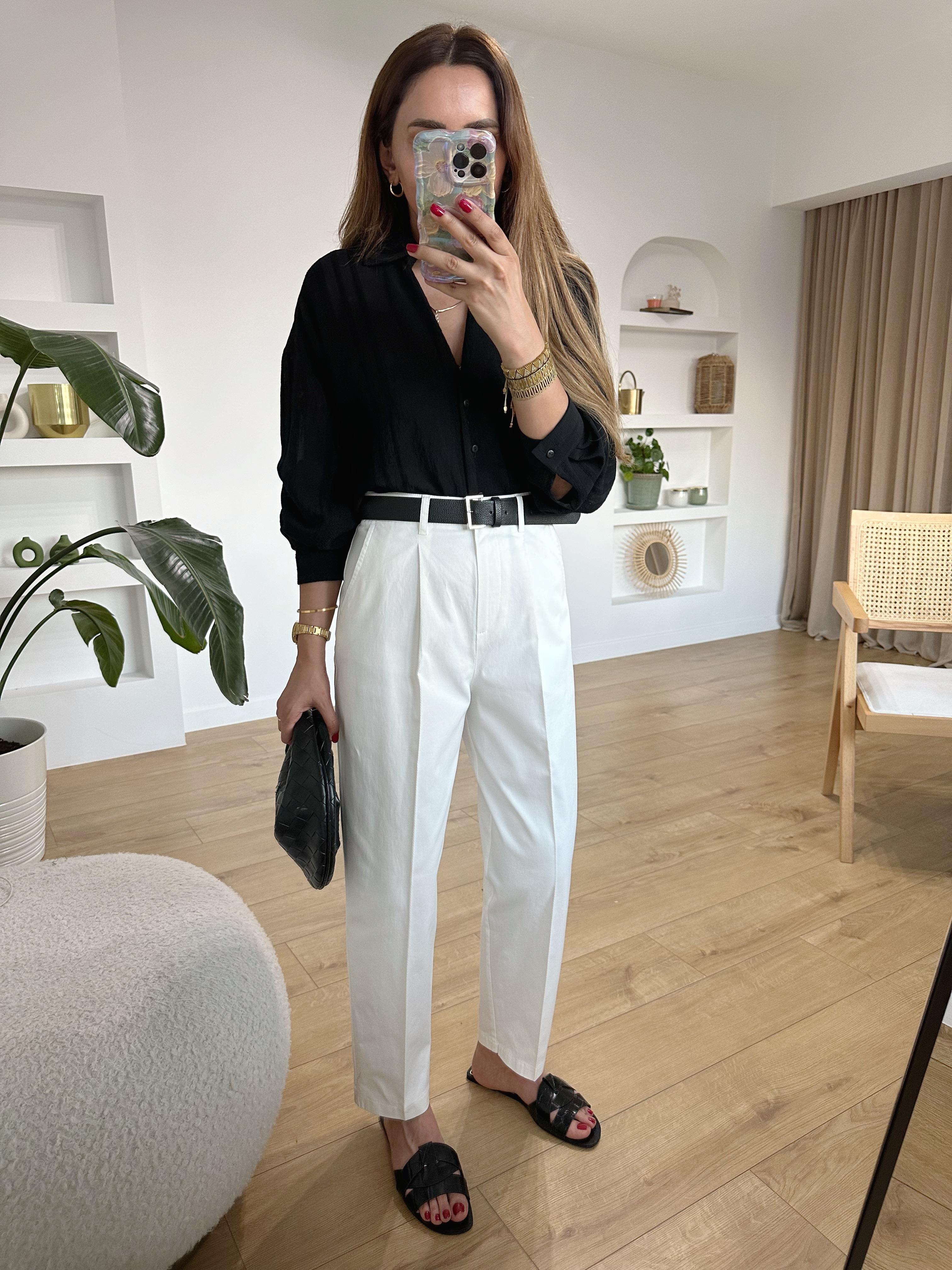 DİLVİN BEYAZ KEMERLİ CHINO PANTOLON