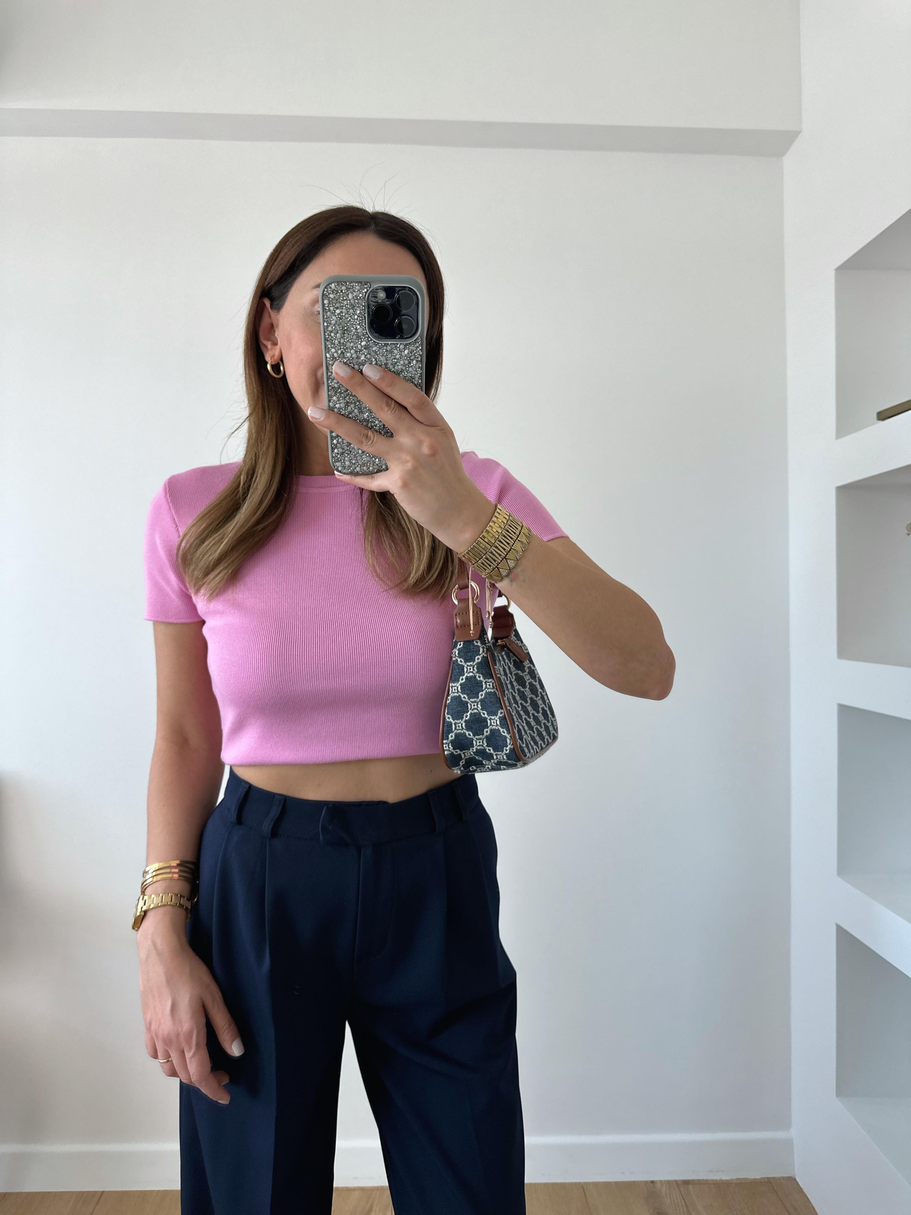 DİLVİN PETRA PEMBE KISA KOLLU PREMIUM TRİKO