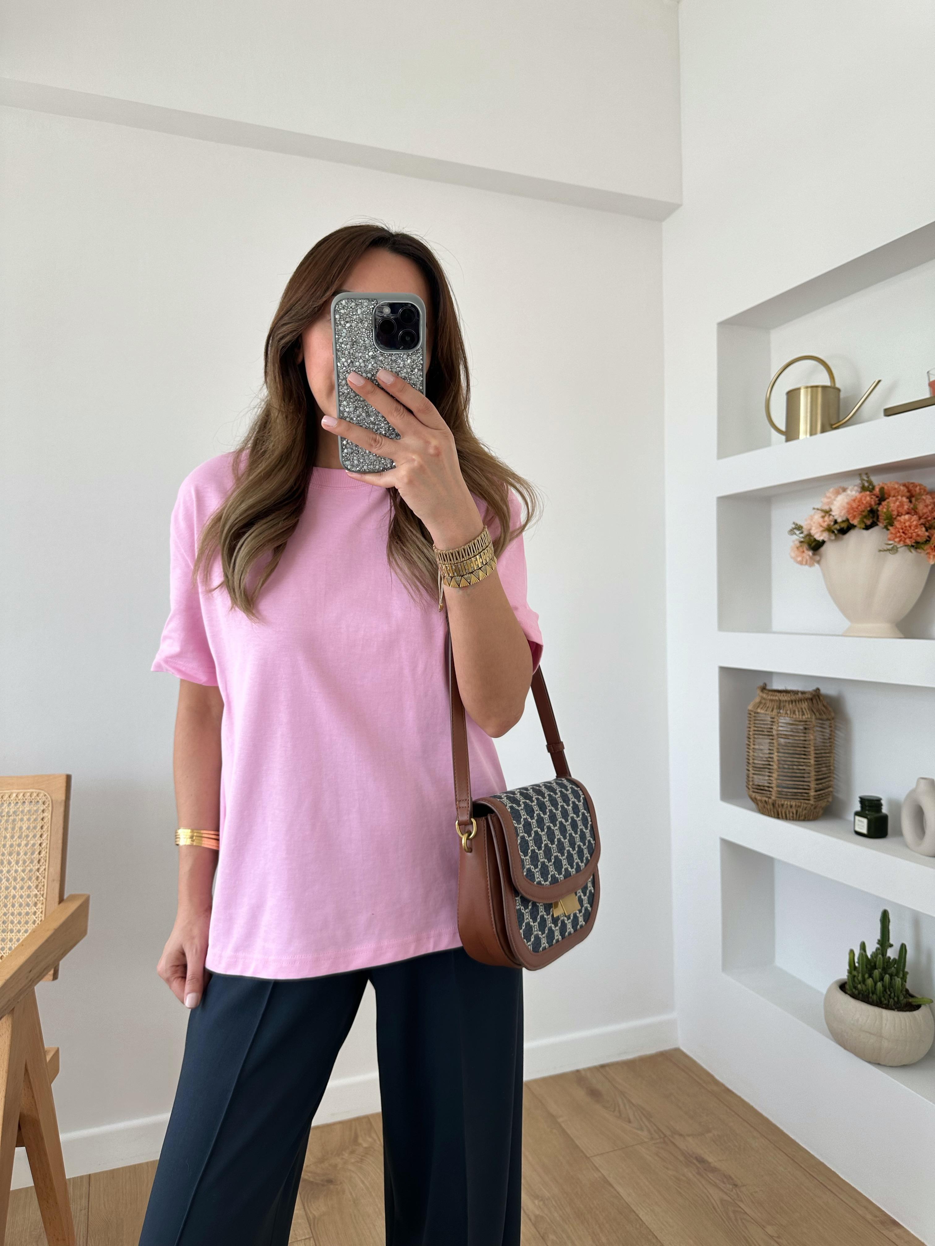 DİLVİN TOZ  PEMBE PREMIUM DİKİŞLİ TİŞÖRT