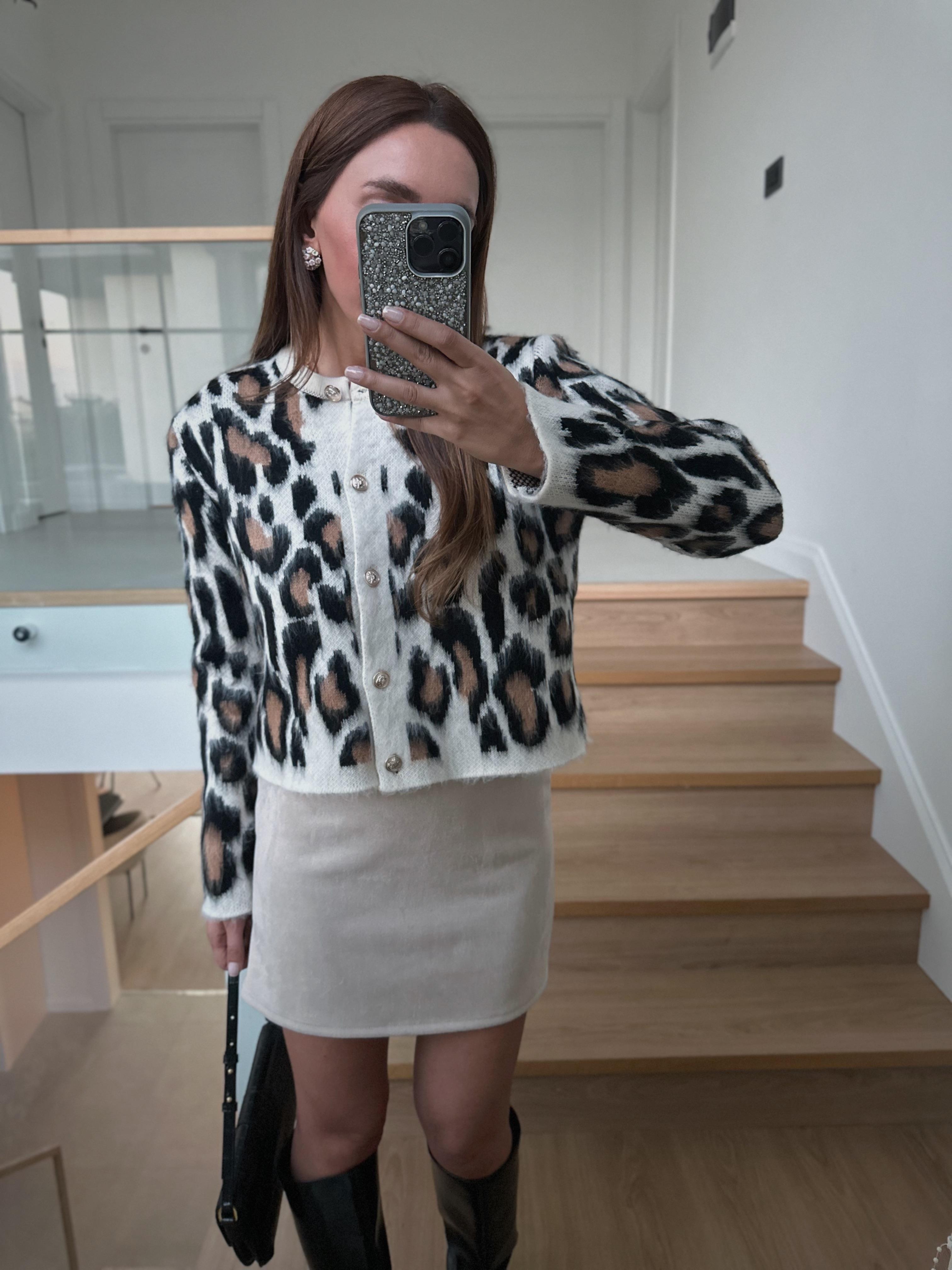 Dream Siyah Leopar Desen Hırka