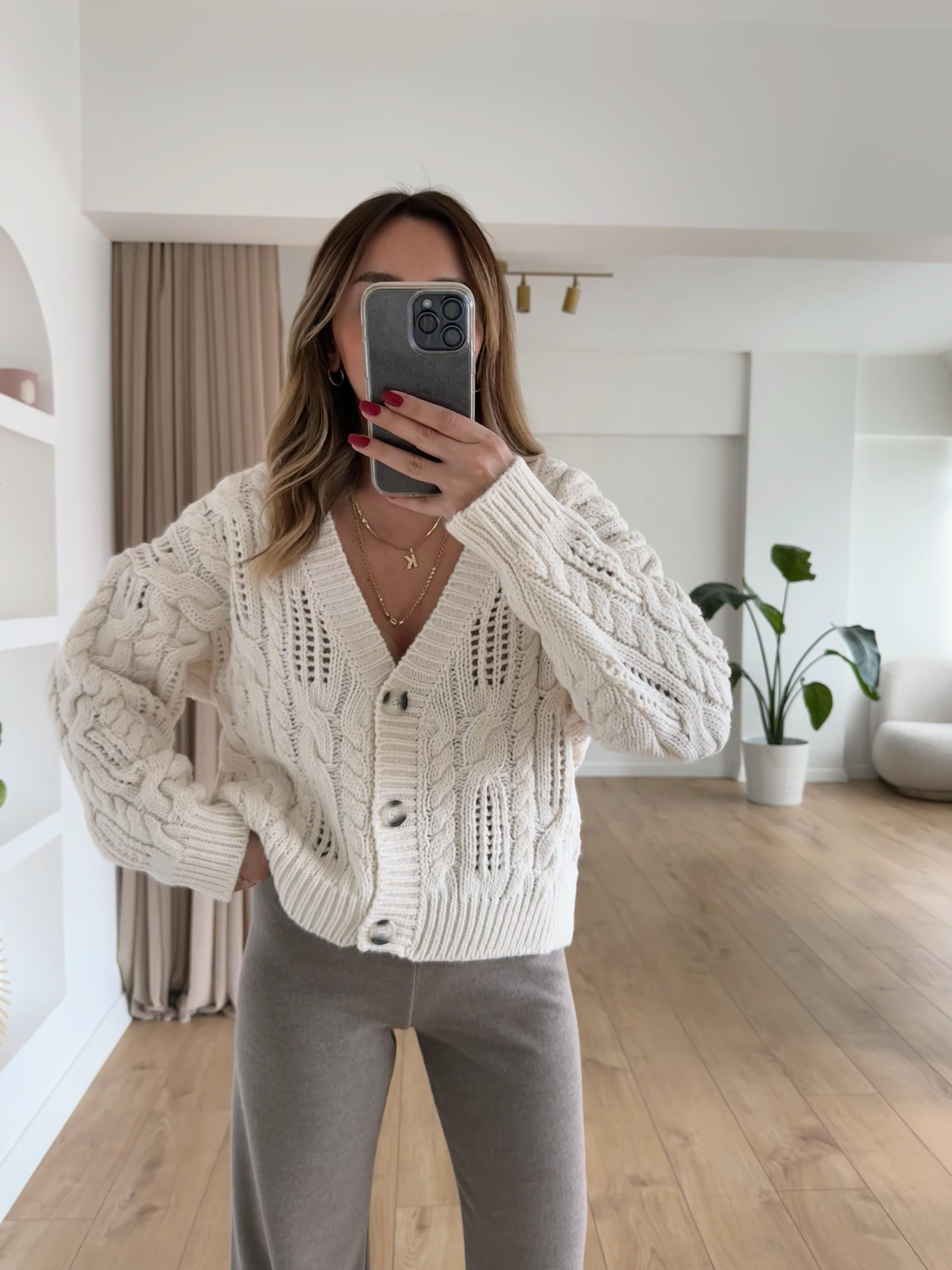 EKRU  KALIN SAÇ ÖRGÜ PREMIUM HIRKA