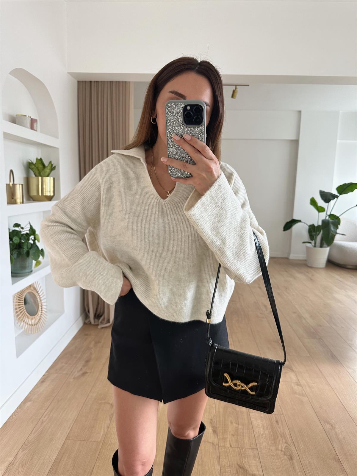 EKRU POLO YAKA BASIC TRİKO