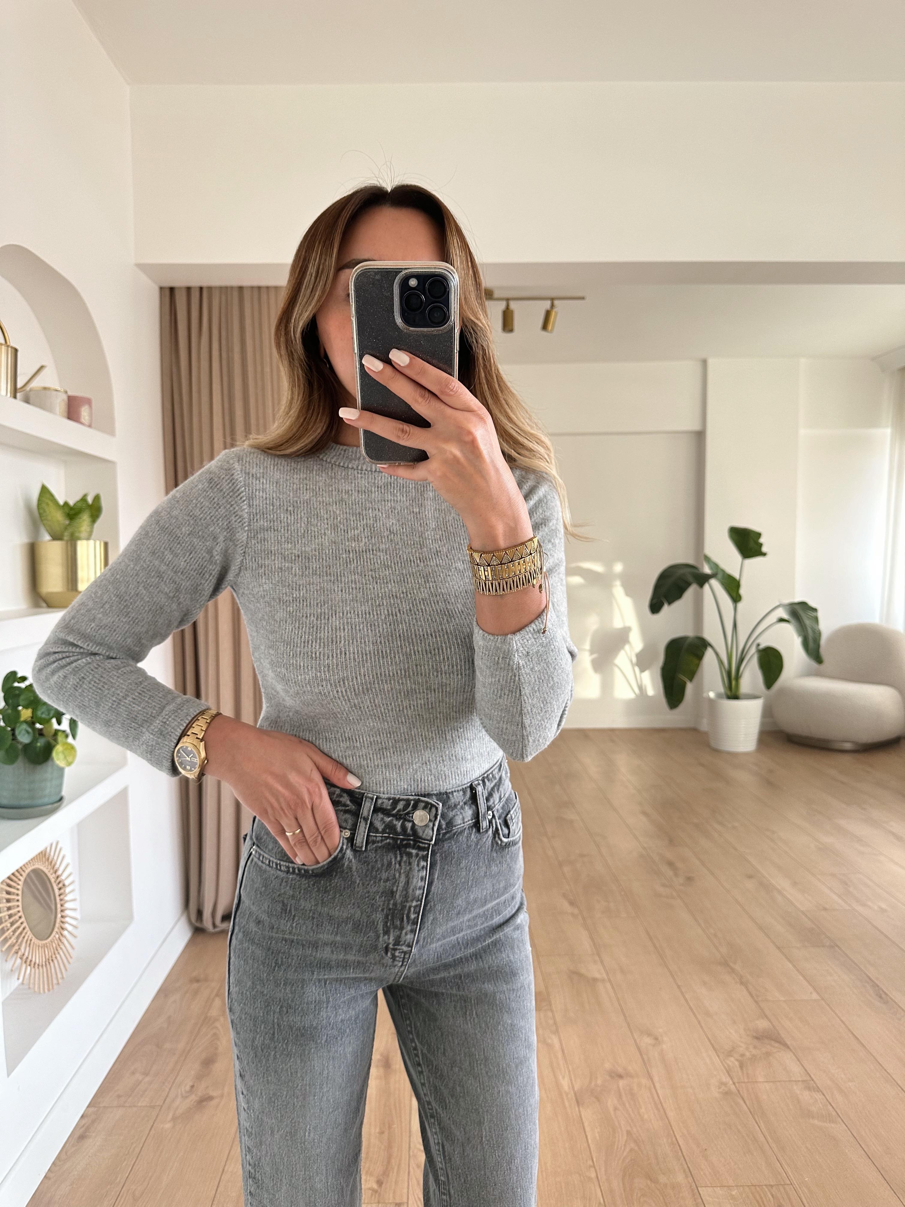 GRİ PAMUKLU FİTİLLİ YARIM BALIKÇI BODY
