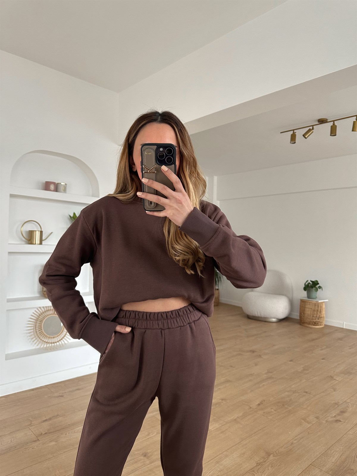 KAHVE 3 İPLİK KALIN EŞOFMAN TAKIMI