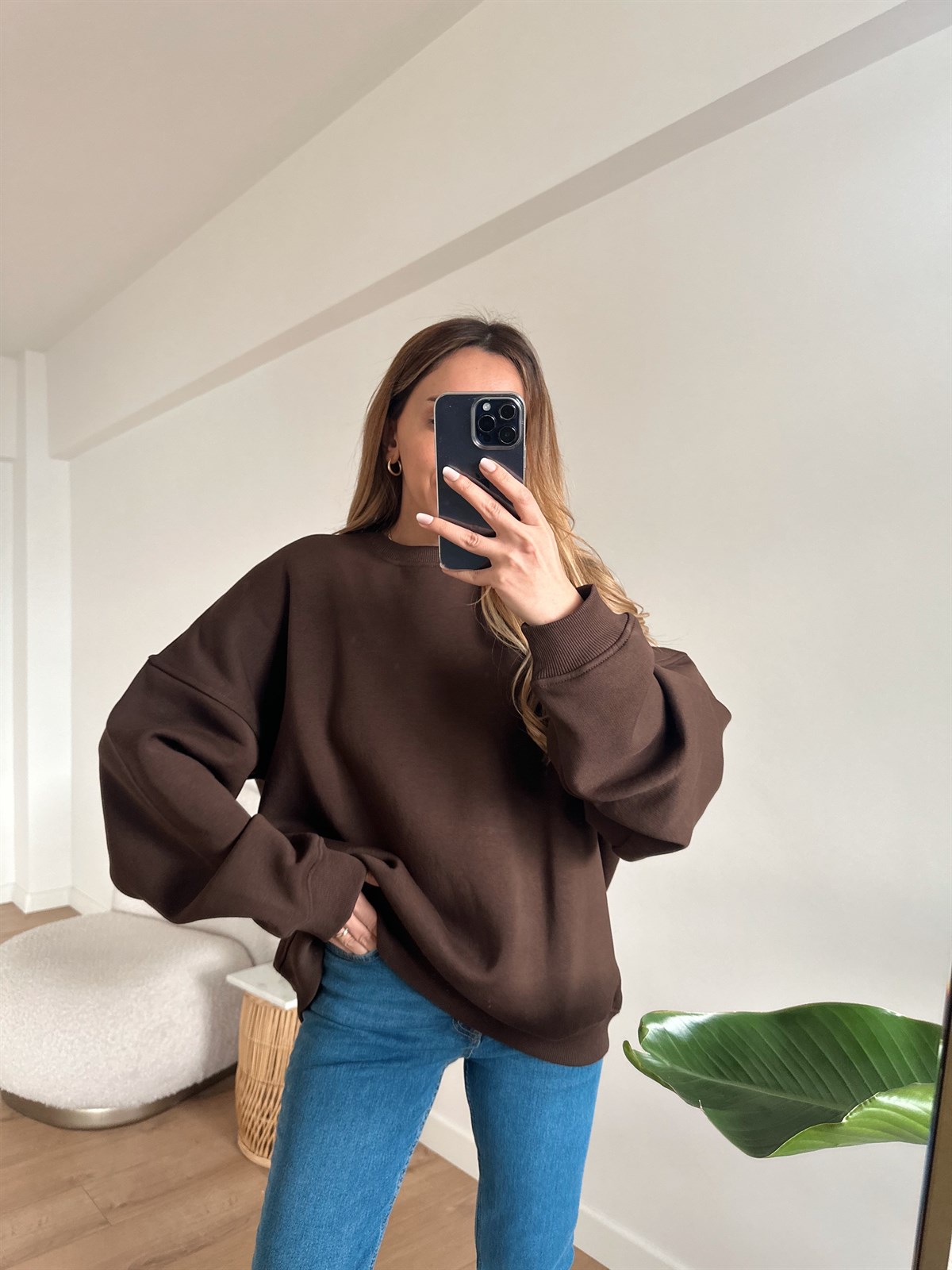 KAHVE OVERSİZE SWEAT