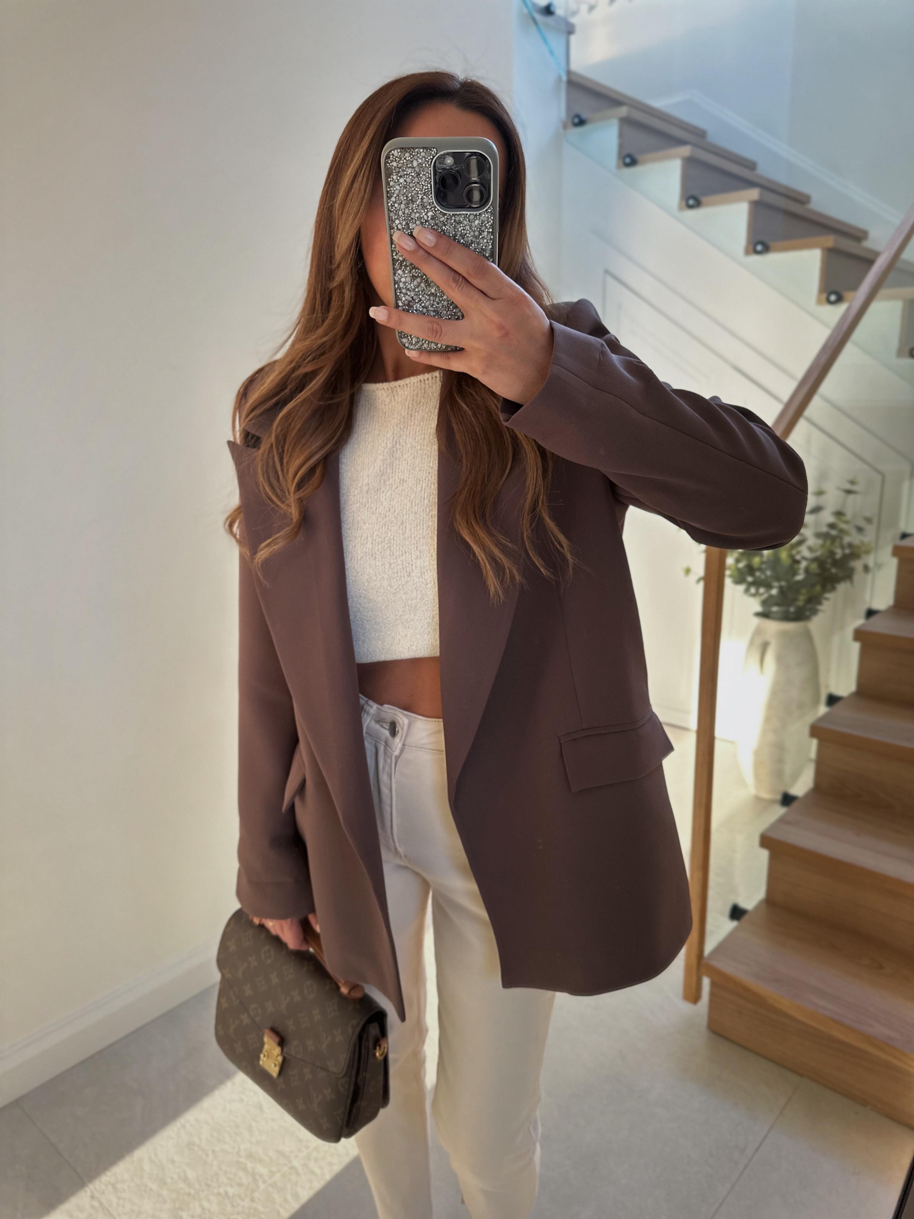 Kahverengi Astarlı Blazer Ceket