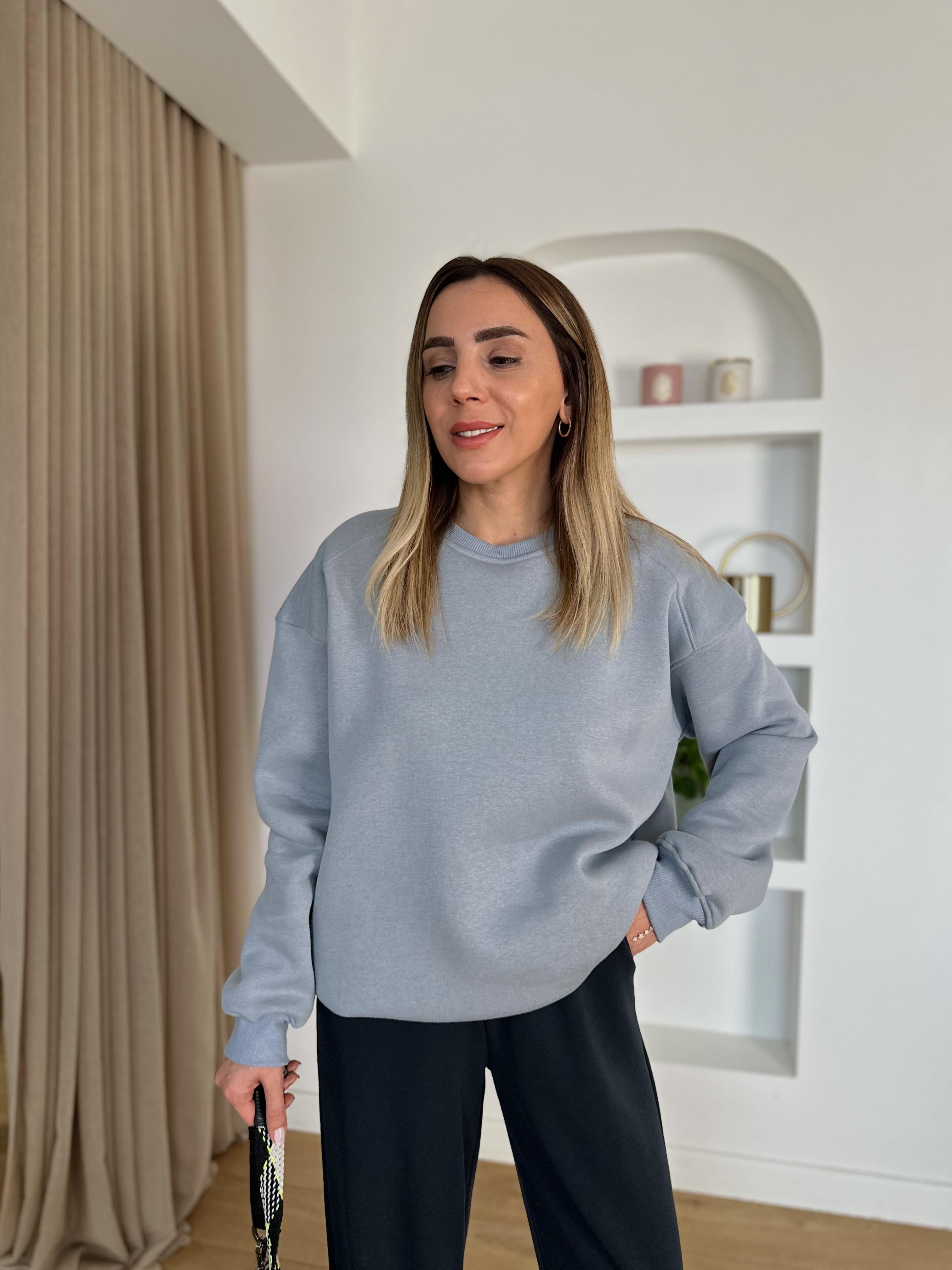 KAREN AÇIK MAVİ ŞARDONLU OVERSIZE SWEAT