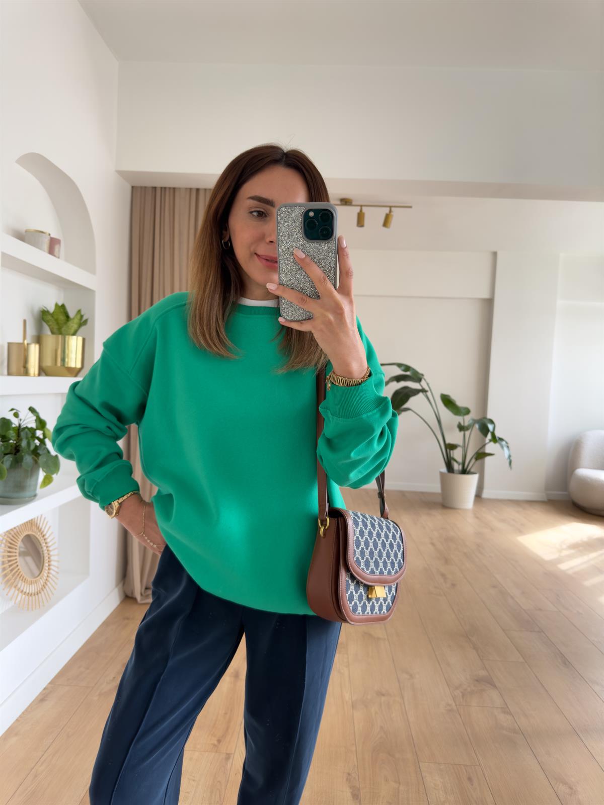 KAREN YEŞİL ŞARDONLU OVERSIZE SWEAT