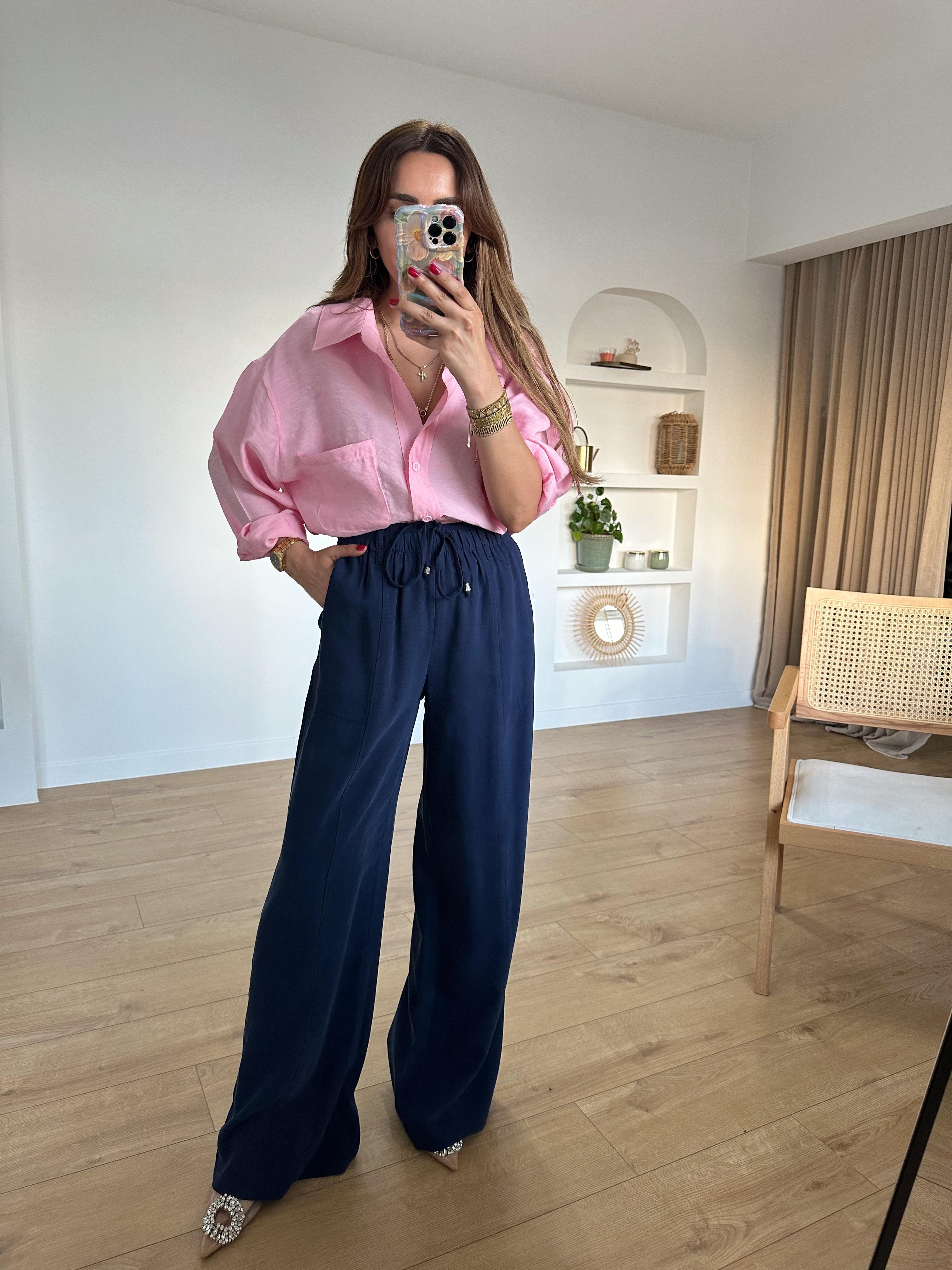 KENNY LACİVERT PREMIUM TOK DOKULU TENSEL PALAZZO PANTOLON