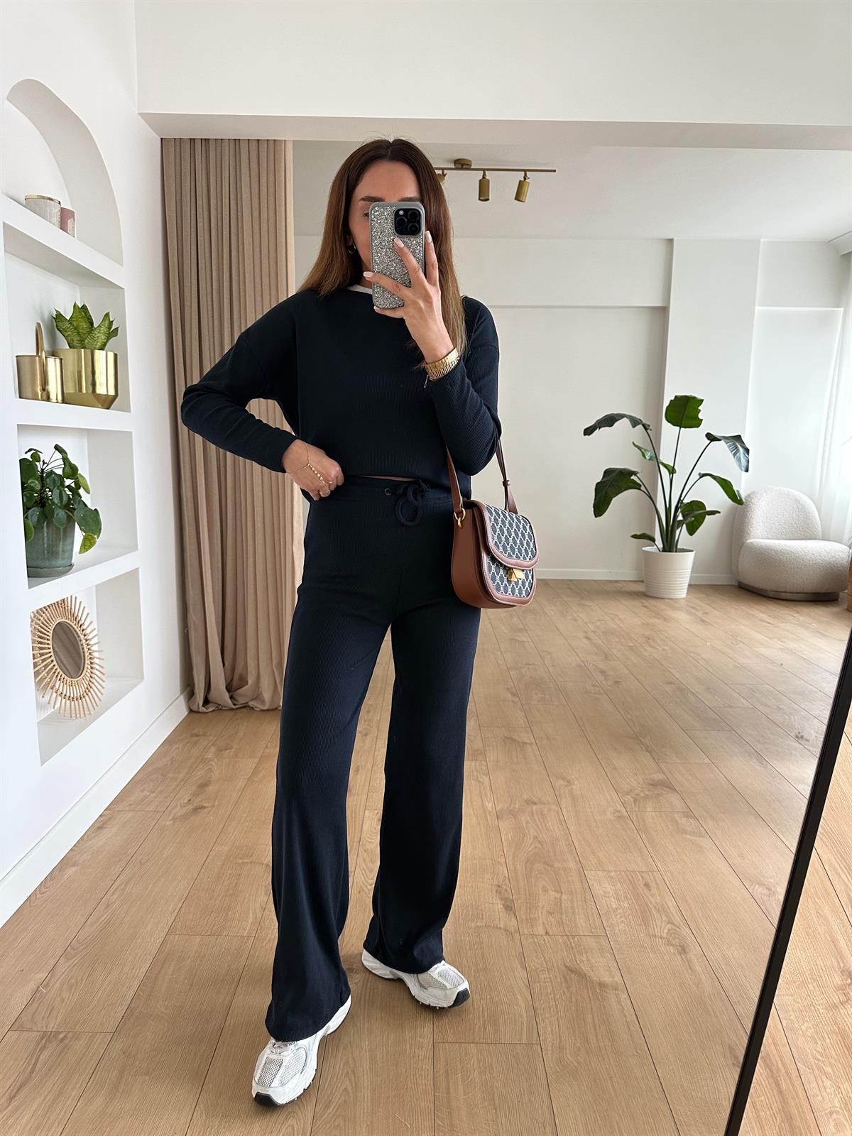 KOYU LACİVERT PAMUKLU FİTİLLİ TAKIM
