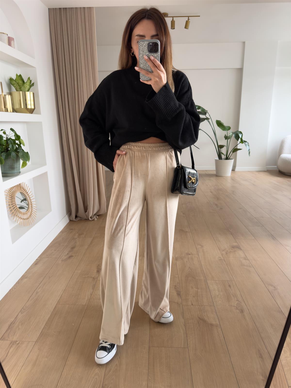 KREM  KADİFE BOL PANTOLON