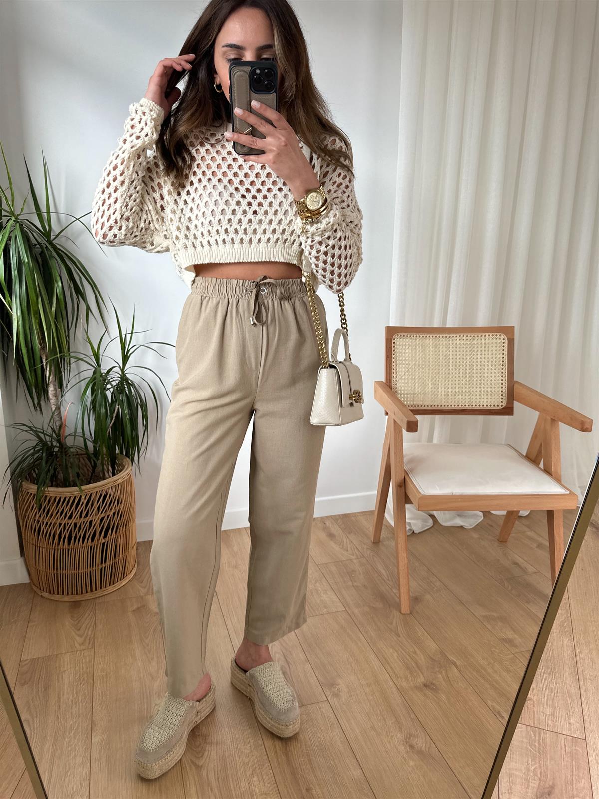 KYLE VİZON KETEN KARIŞIMLI PANTOLON