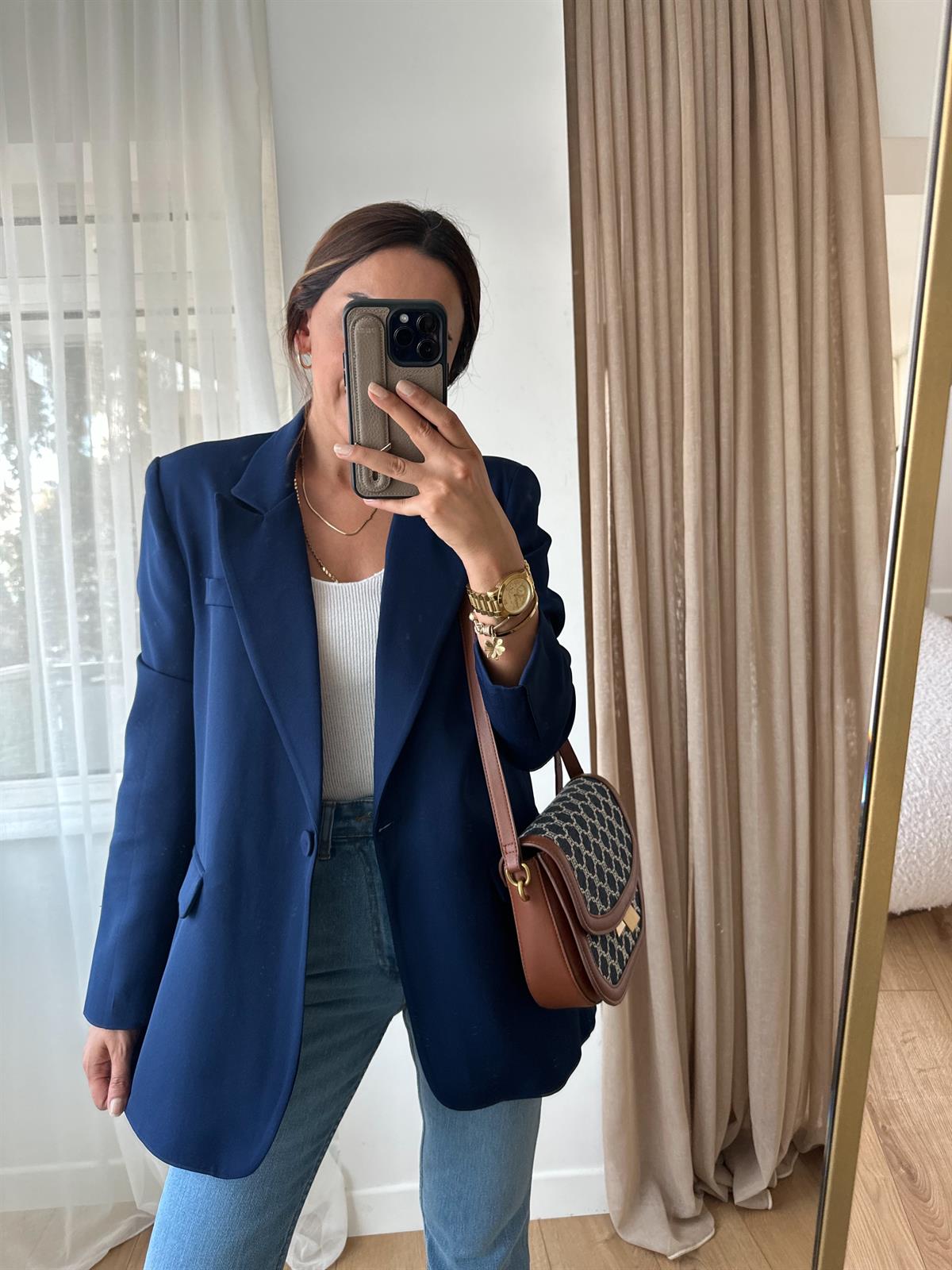 LACİVERT ASTARLI BLAZER CEKET