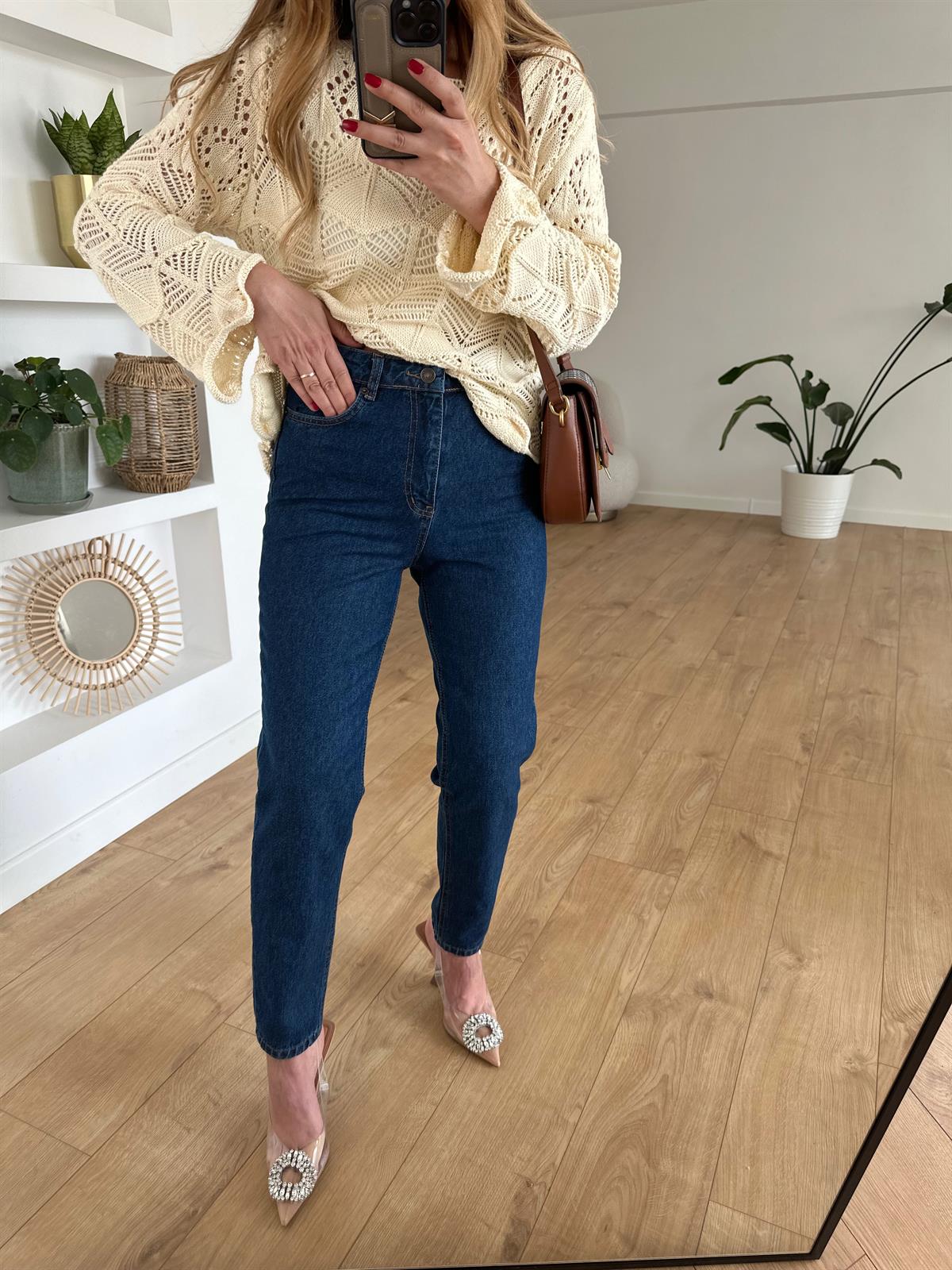 LACİVERT MOM JEAN 