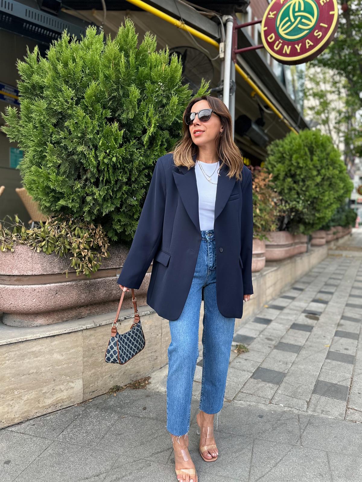 LACİVERT PREMIUM ASTARLI OVERSIZE CEKET