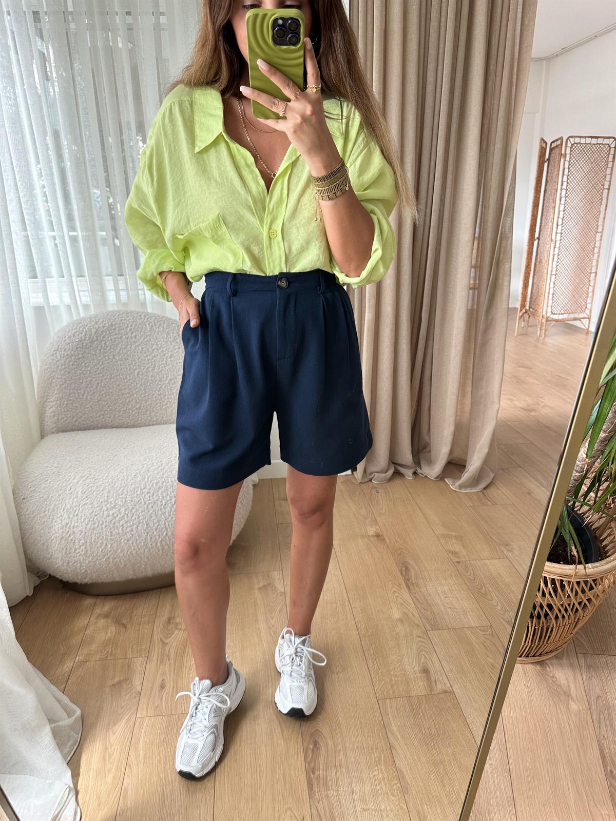 Lacivert Şehir Boy Keten Şort · 3