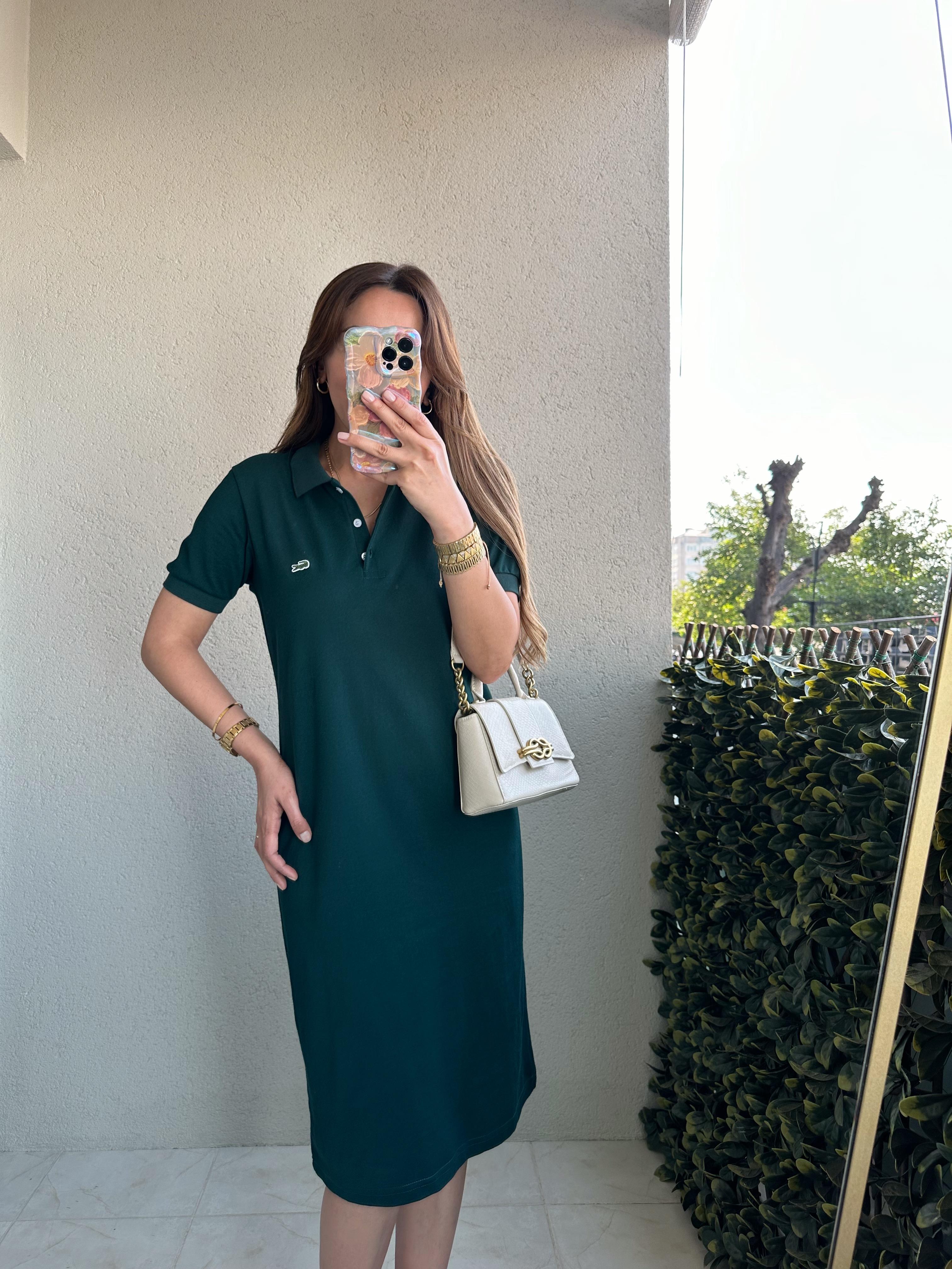 LCST MUADİL POLO YAKA YEŞİL ELBİSE