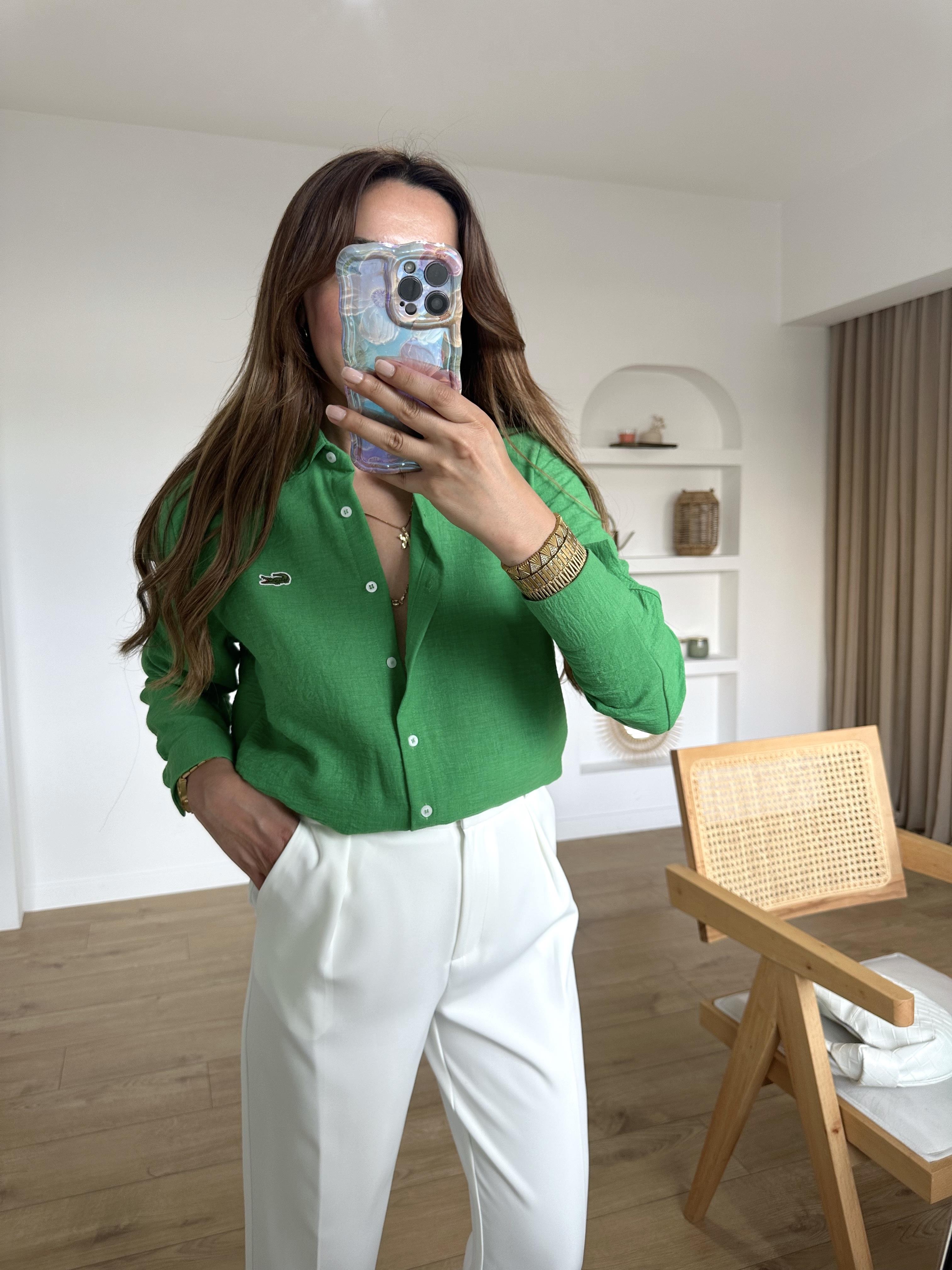 LCST PREMIUM YEŞİL KETEN DOKULU GÖMLEK